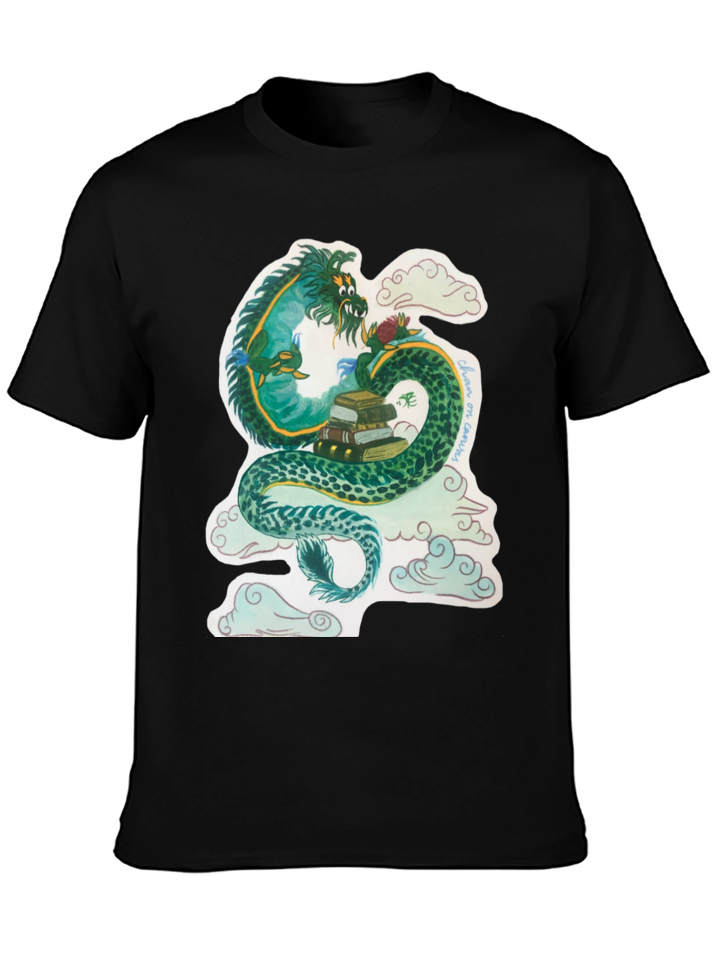 Dragon with Books Graphic T-Shirt
