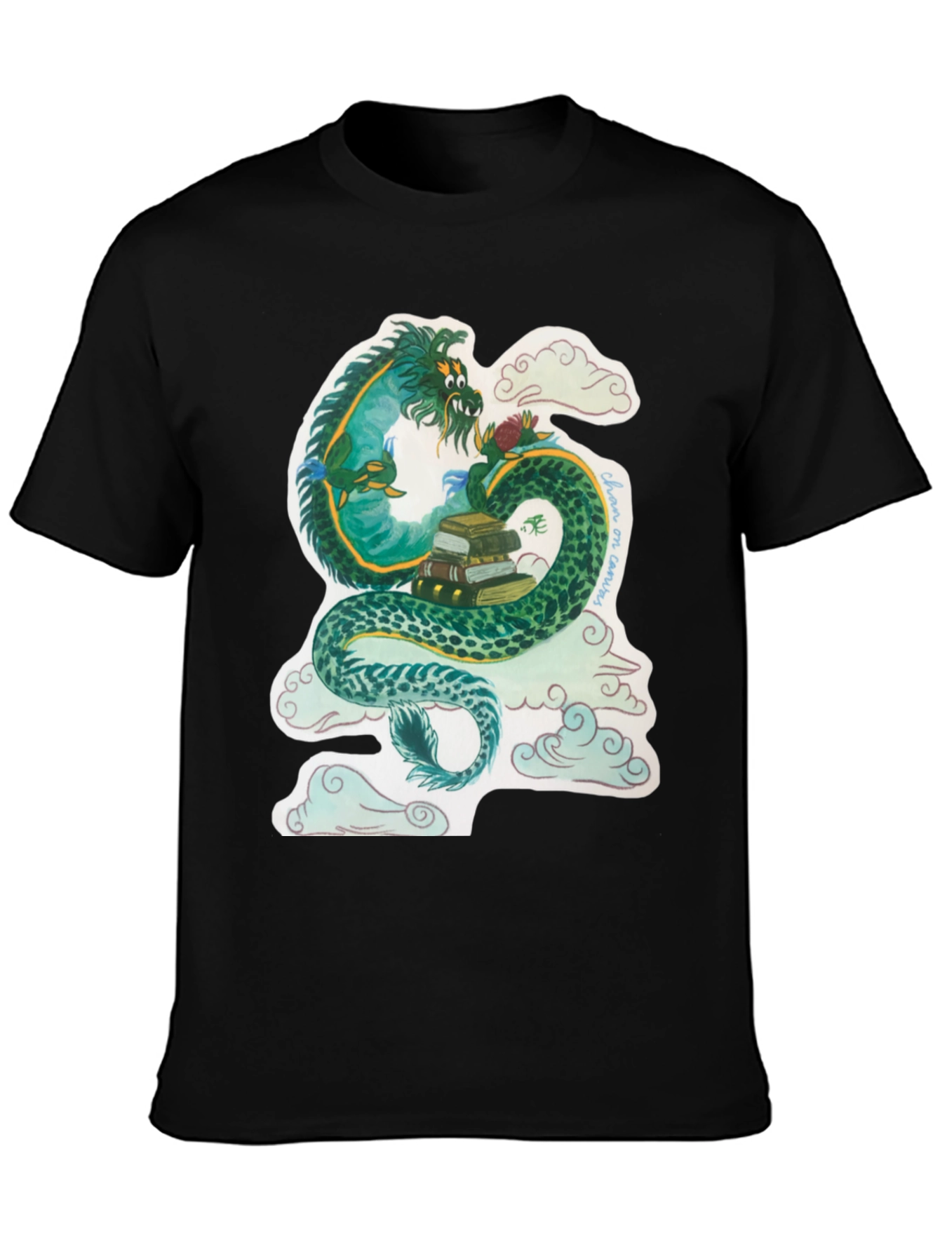 Dragon with Books Graphic T-Shirt