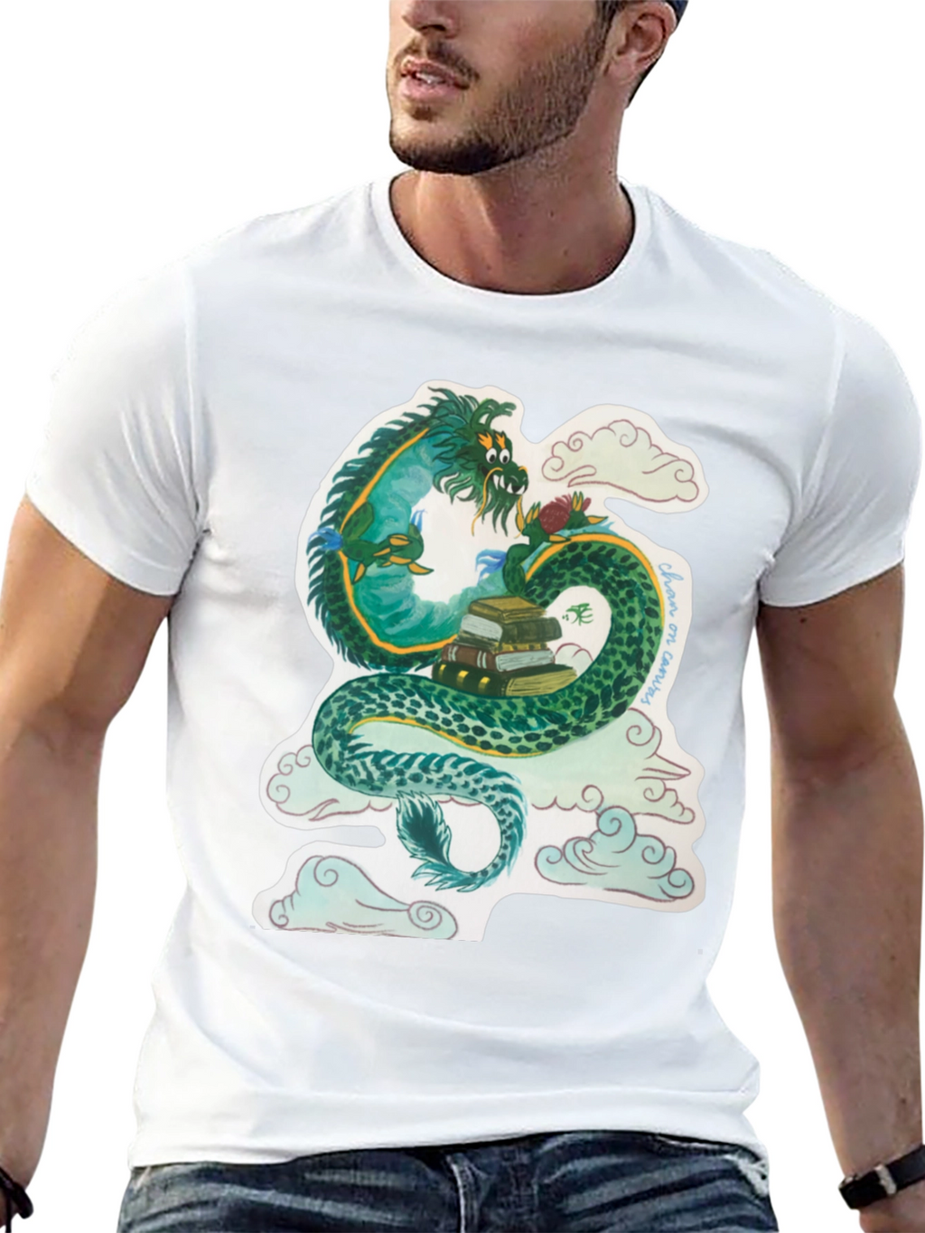 Dragon with Books Graphic T-Shirt