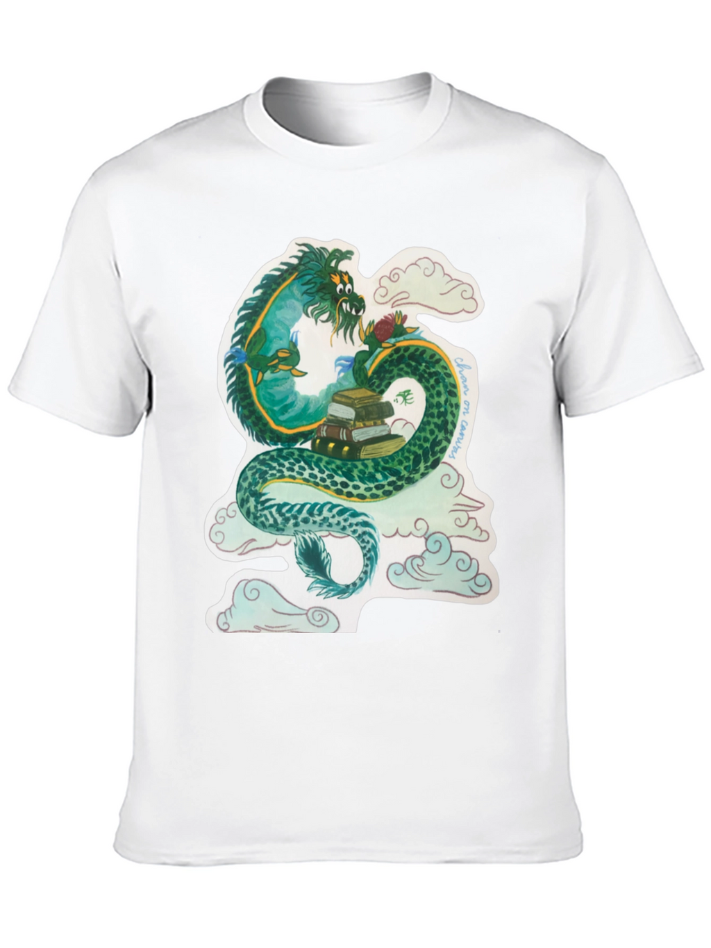 Dragon with Books Graphic T-Shirt