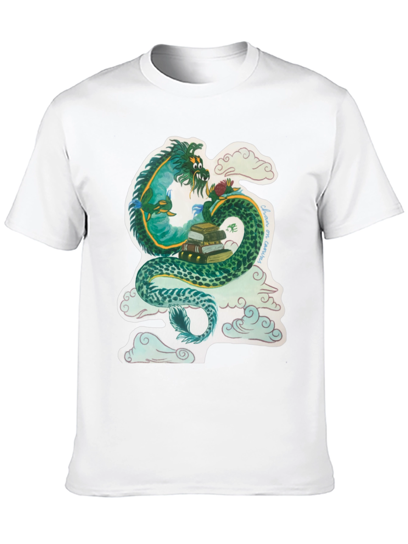 Dragon with Books Graphic T-Shirt