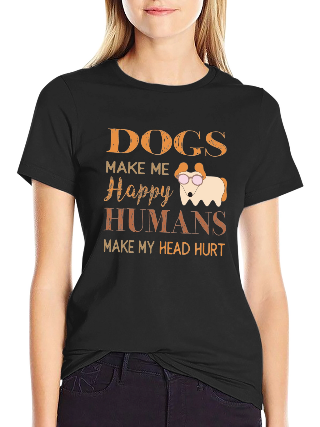 Dogs Make Me Happy Graphic T-Shirt