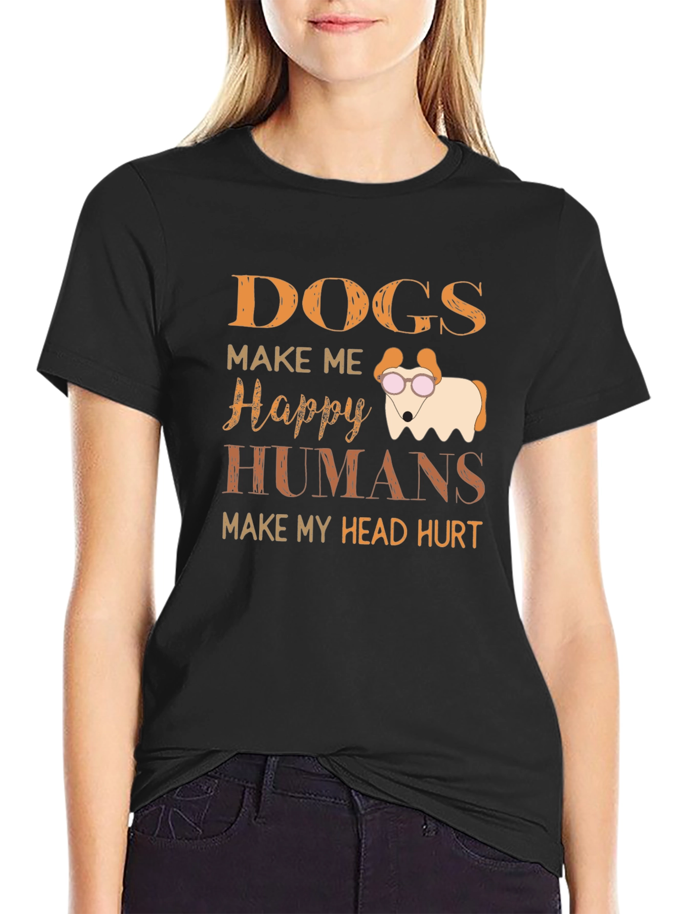 Dogs Make Me Happy Graphic T-Shirt