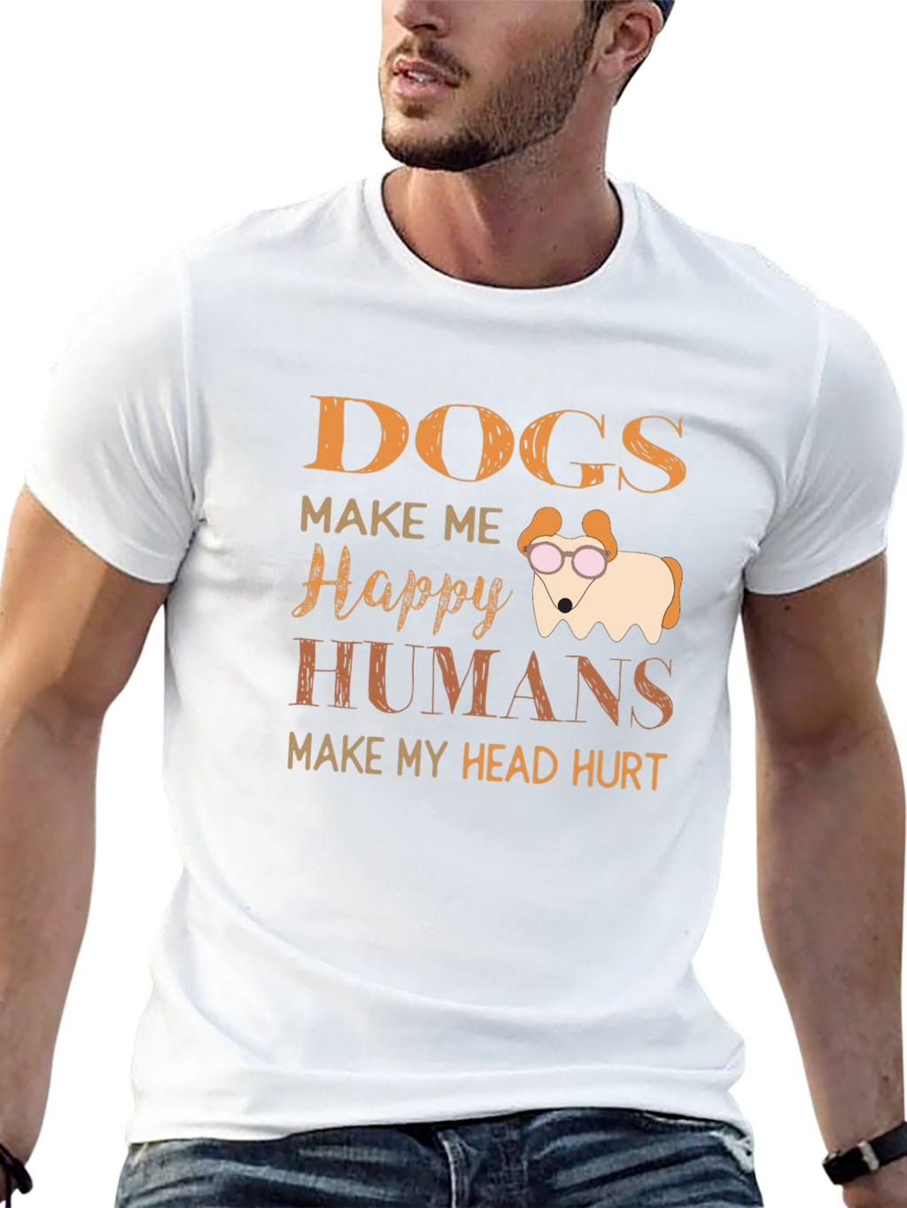 Dogs Make Me Happy Graphic T-Shirt