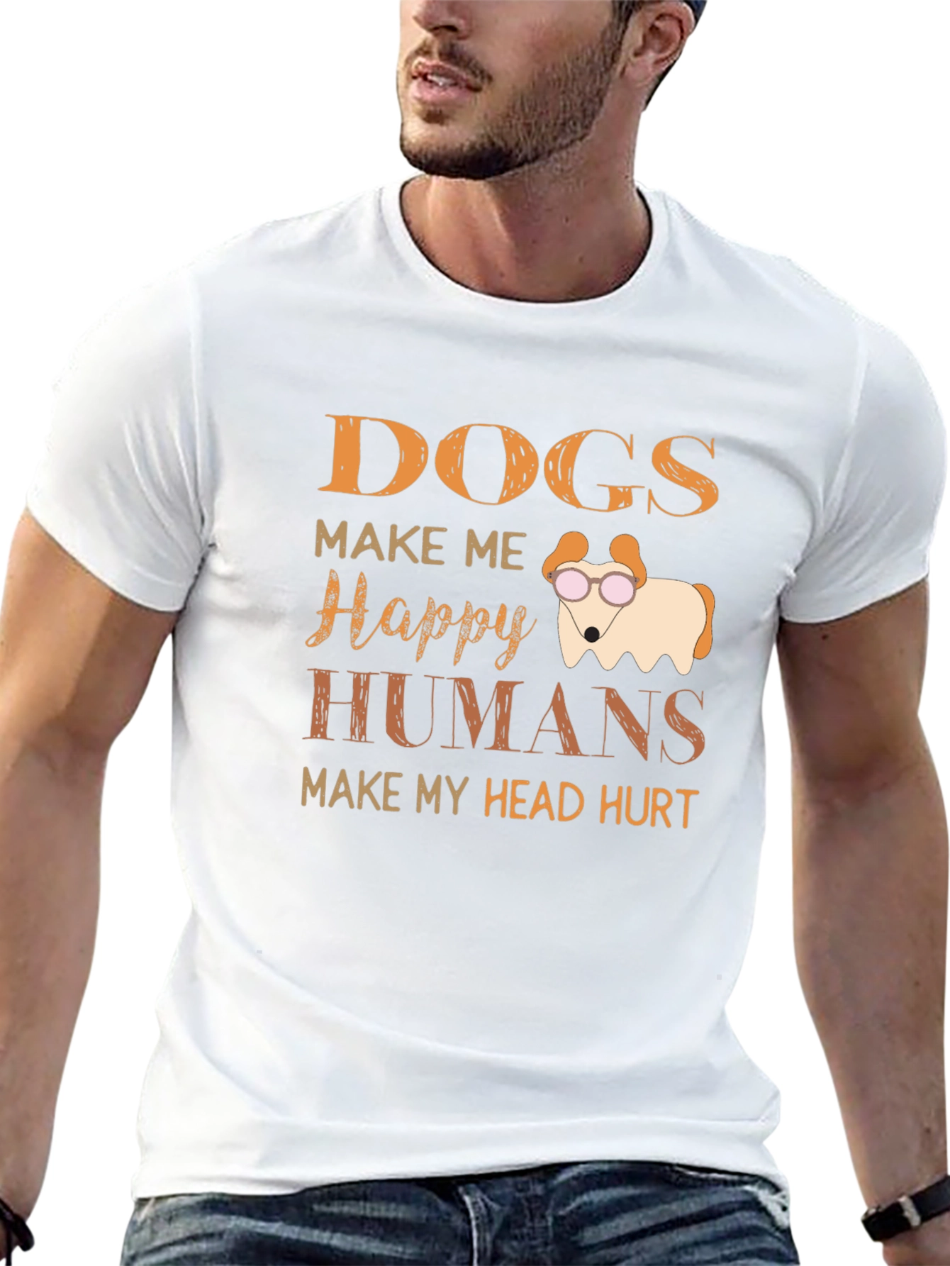 Dogs Make Me Happy Graphic T-Shirt