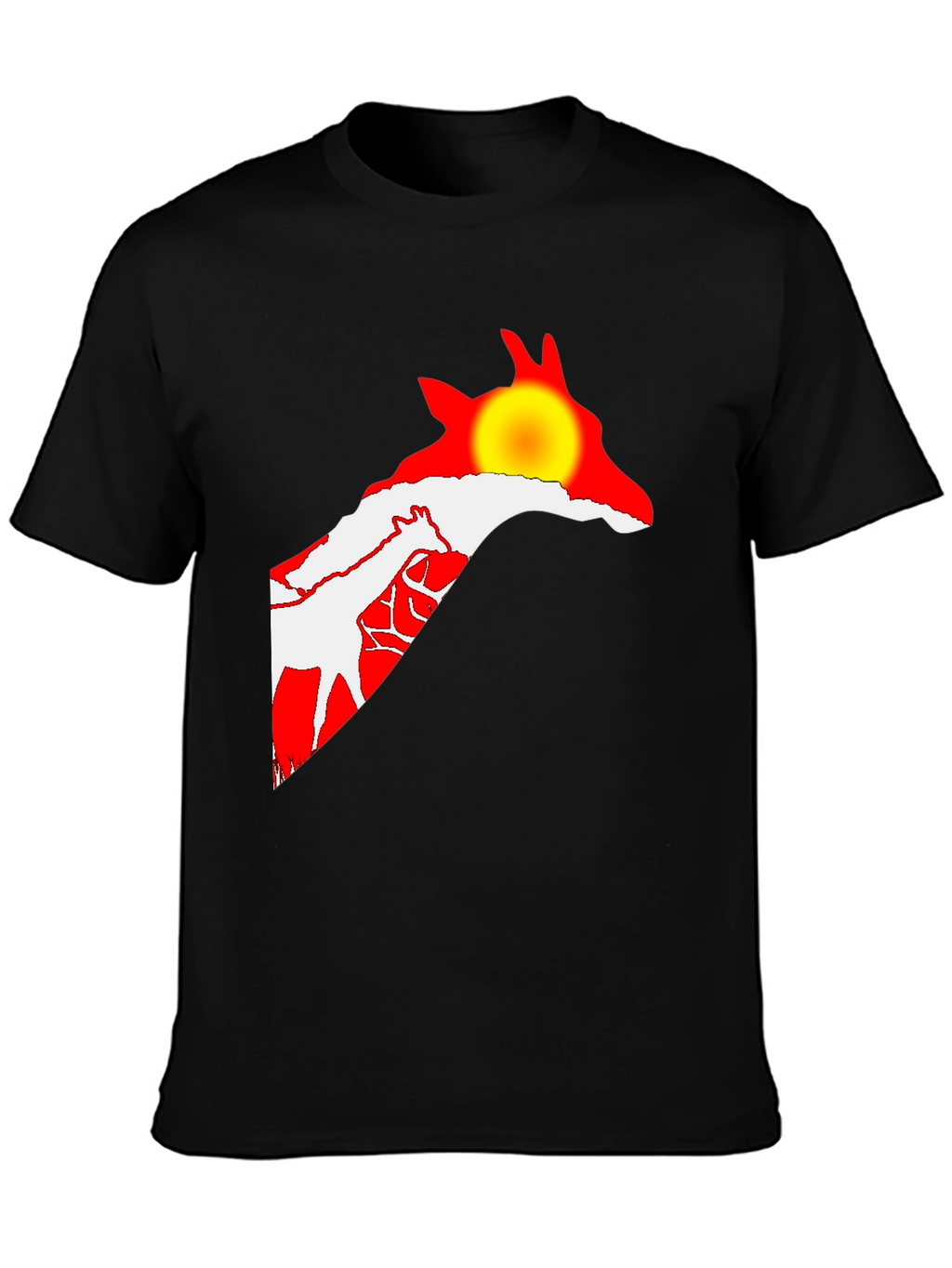 Giraffe Sunset Black T-Shirt