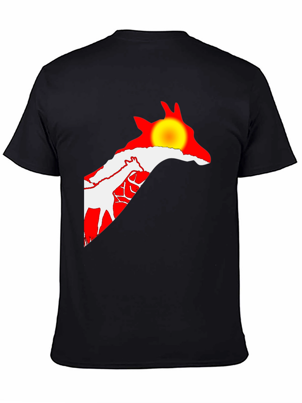 Giraffe Sunset Black T-Shirt