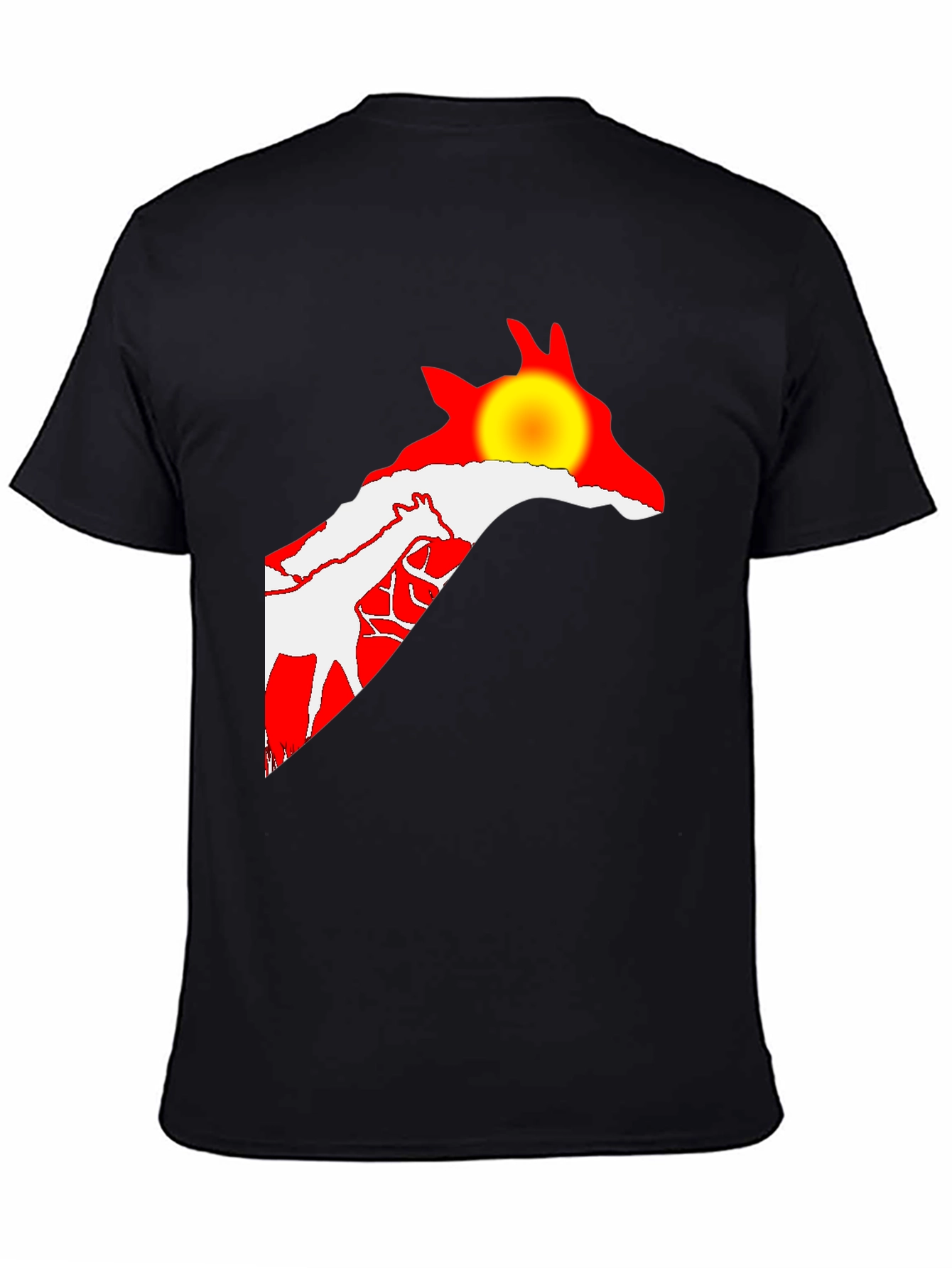 Giraffe Sunset Black T-Shirt