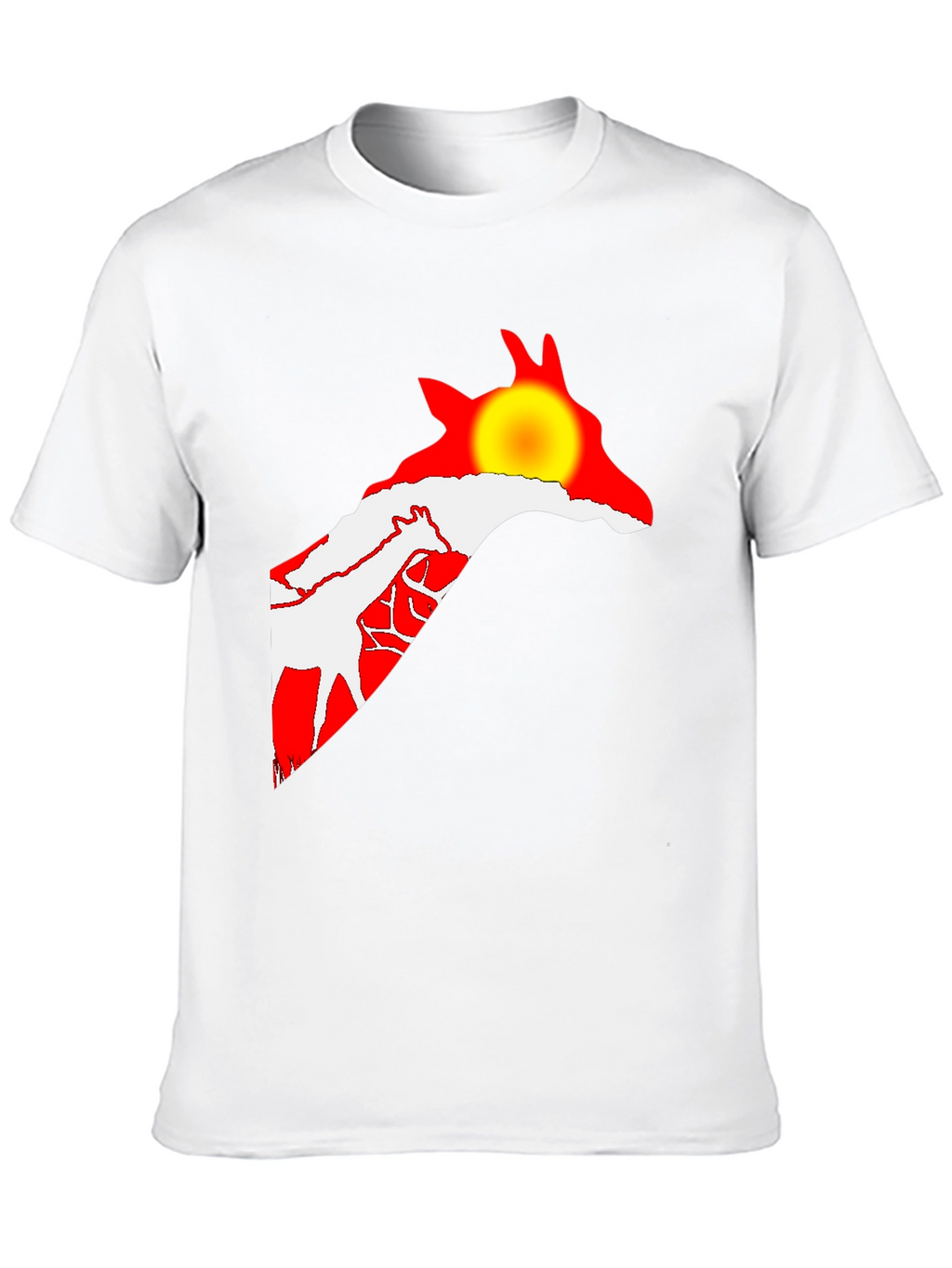 Giraffe Sunset Black T-Shirt