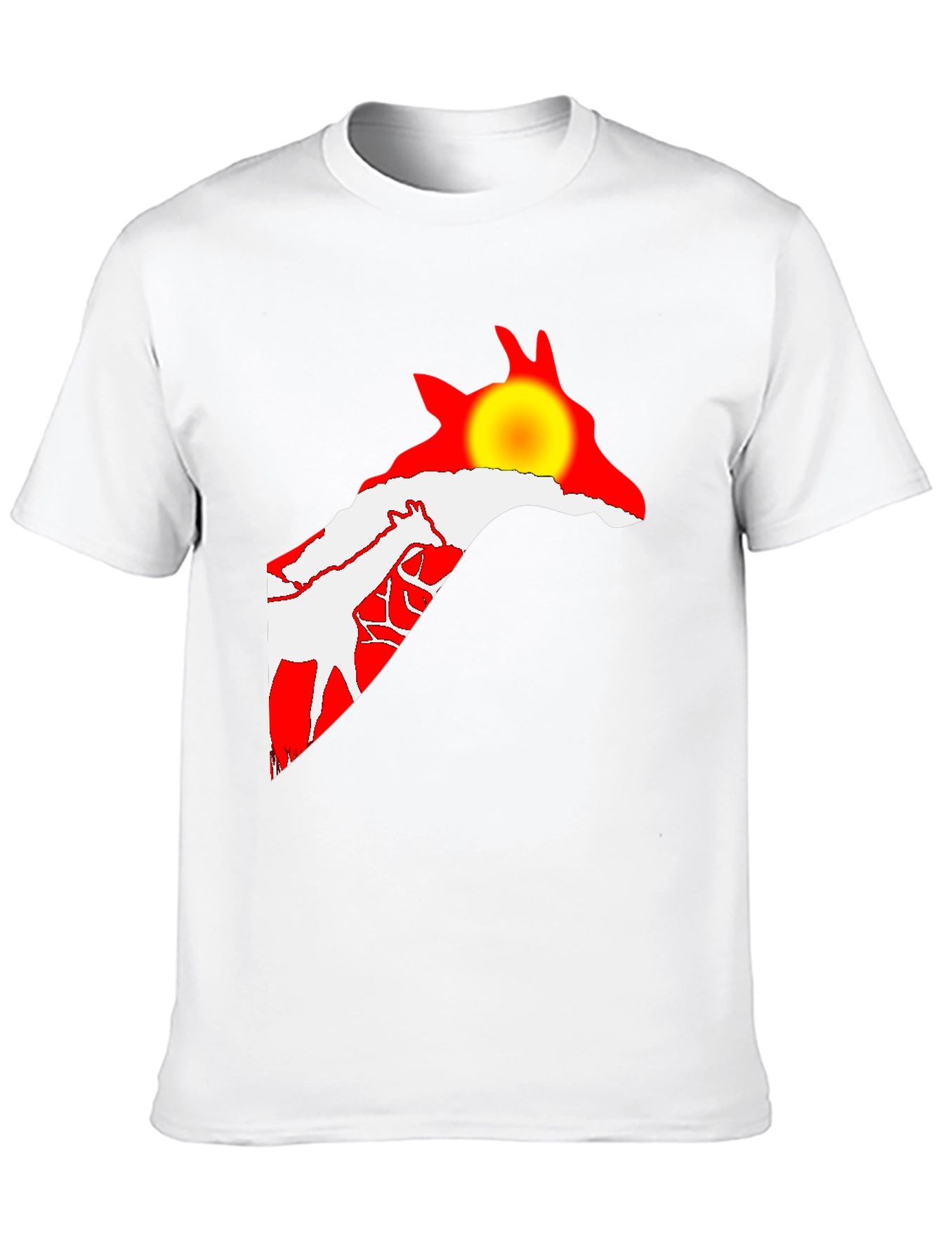 Giraffe Sunset Black T-Shirt