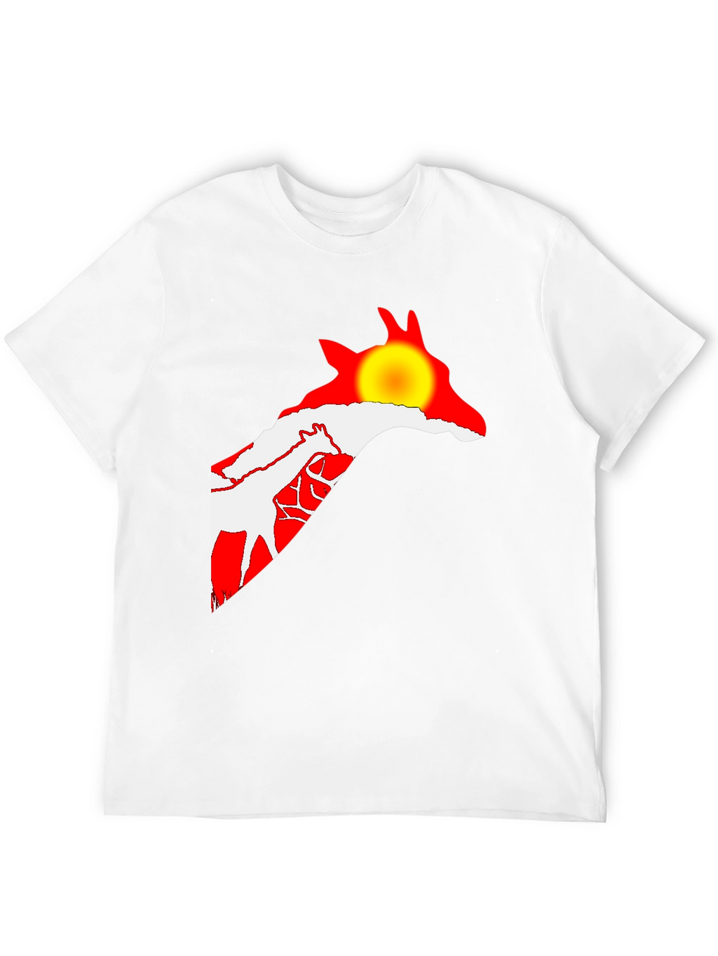 Giraffe Sunset Black T-Shirt