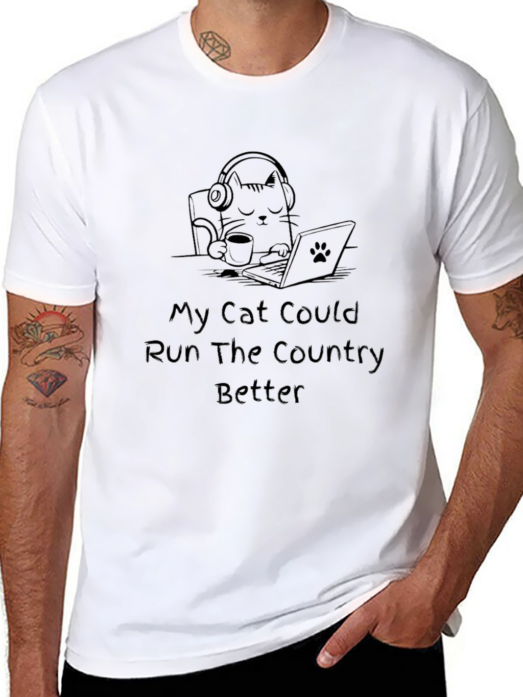 Funny Cat Run Country T-Shirt
