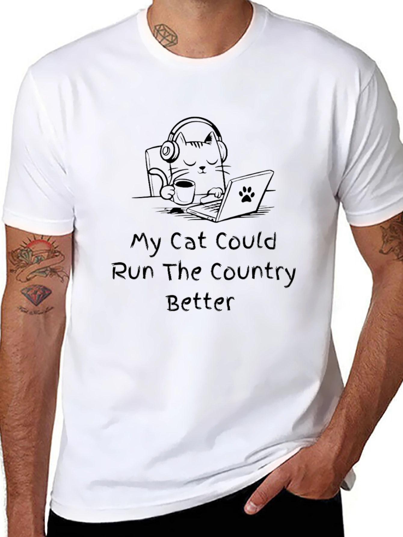 Funny Cat Run Country T-Shirt