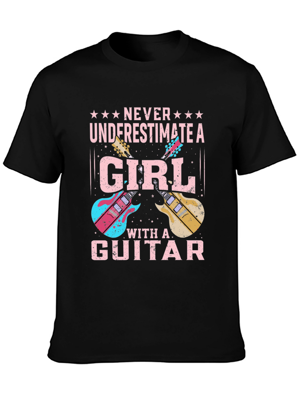 Girl Guitarist Black T-Shirt