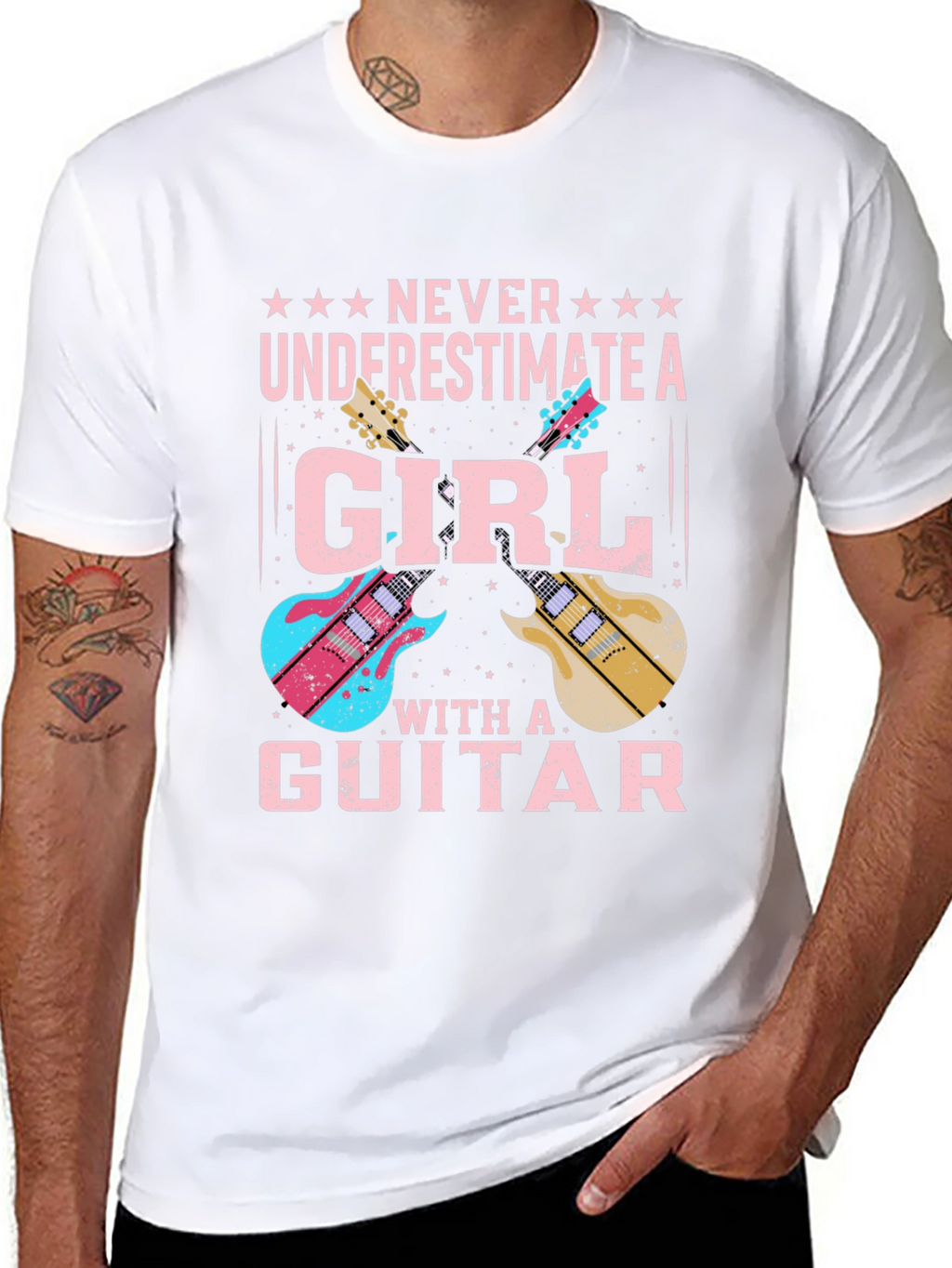 Girl Guitarist Black T-Shirt