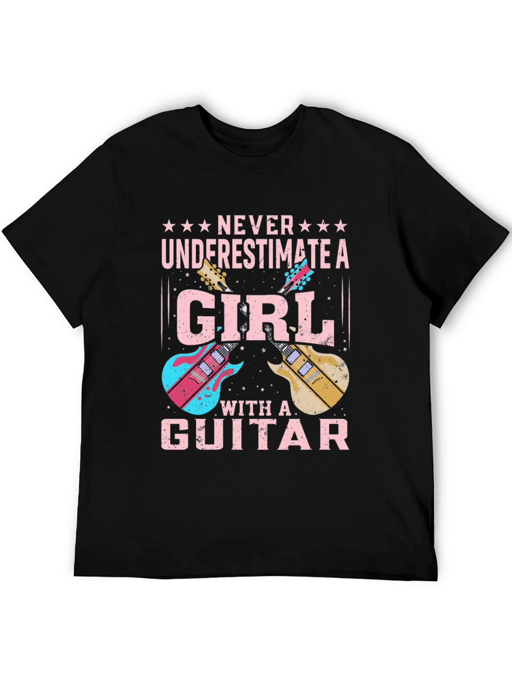 Girl Guitarist Black T-Shirt
