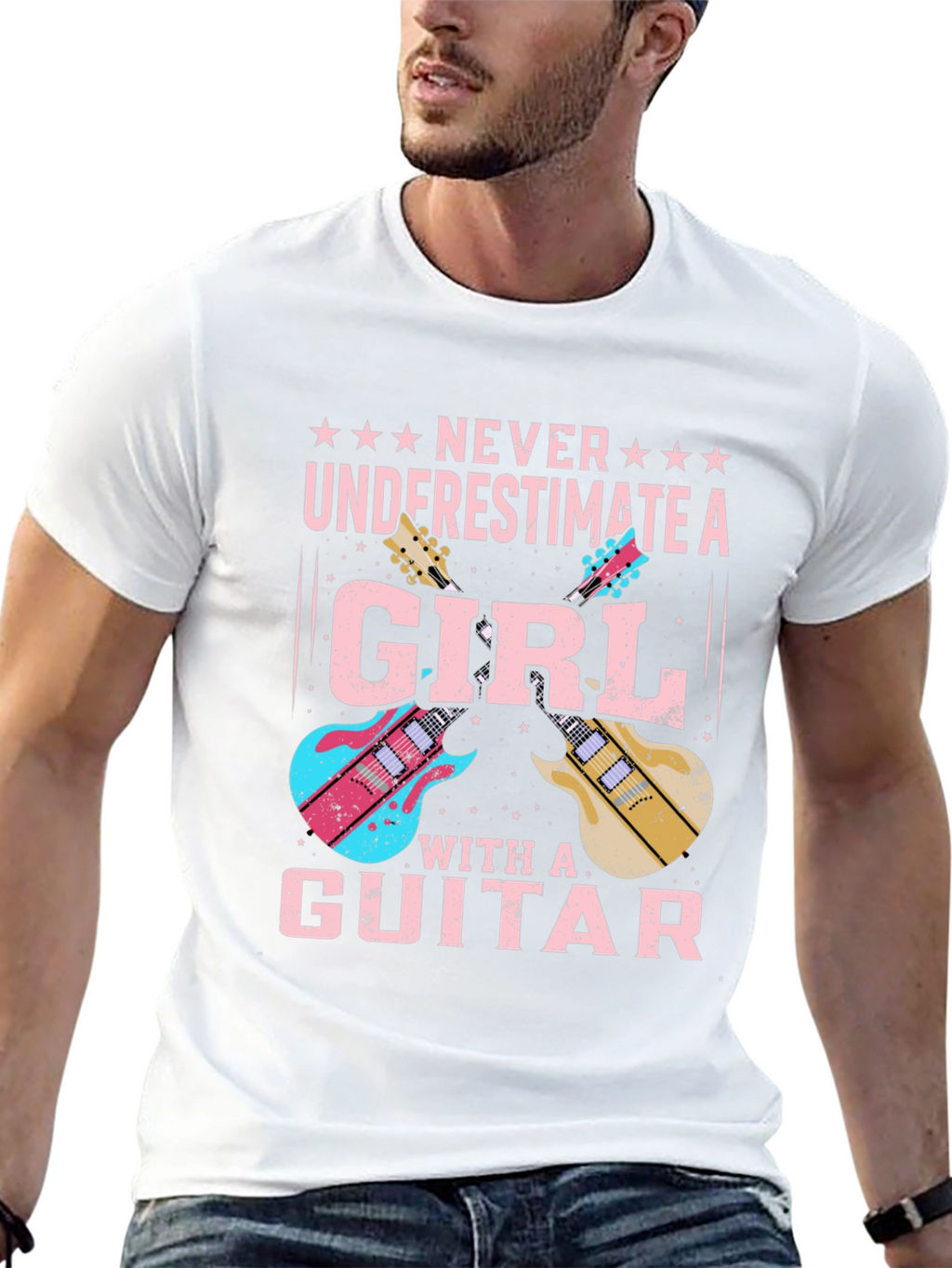 Girl Guitarist Black T-Shirt