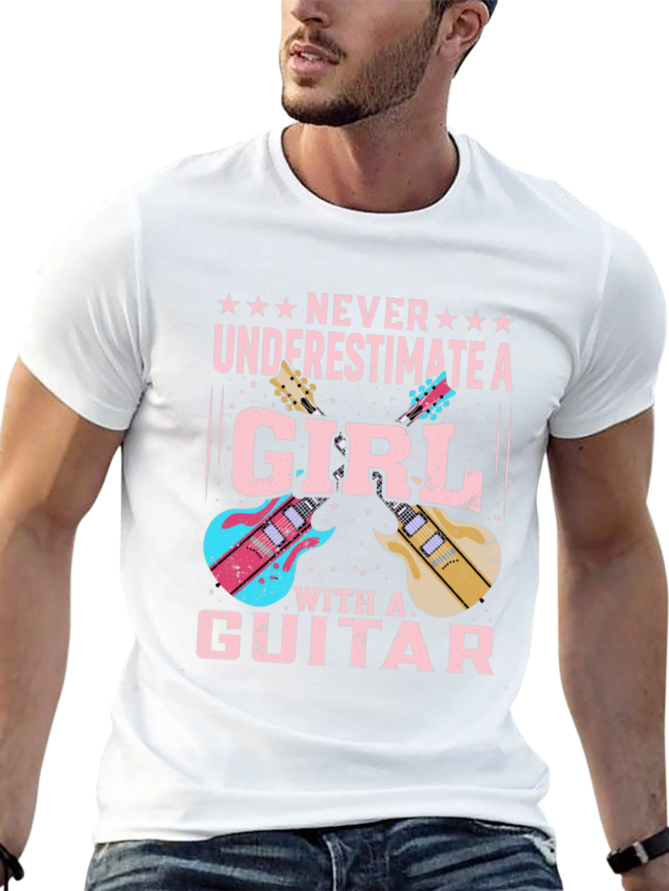 Girl Guitarist Black T-Shirt