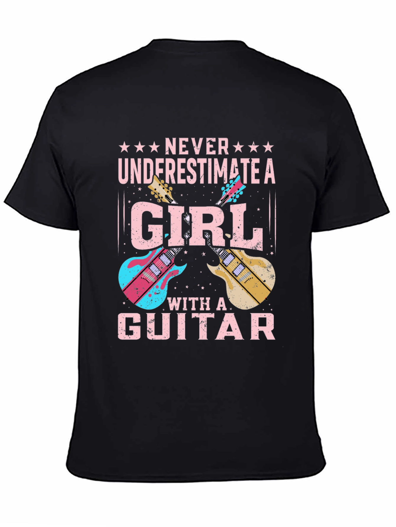 Girl Guitarist Black T-Shirt