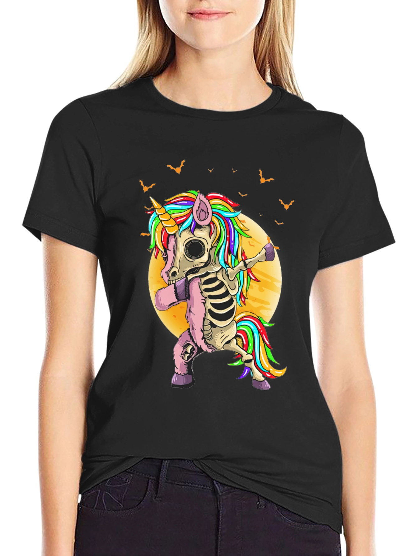 Halloween Skeleton Unicorn Dabbing T-Shirt