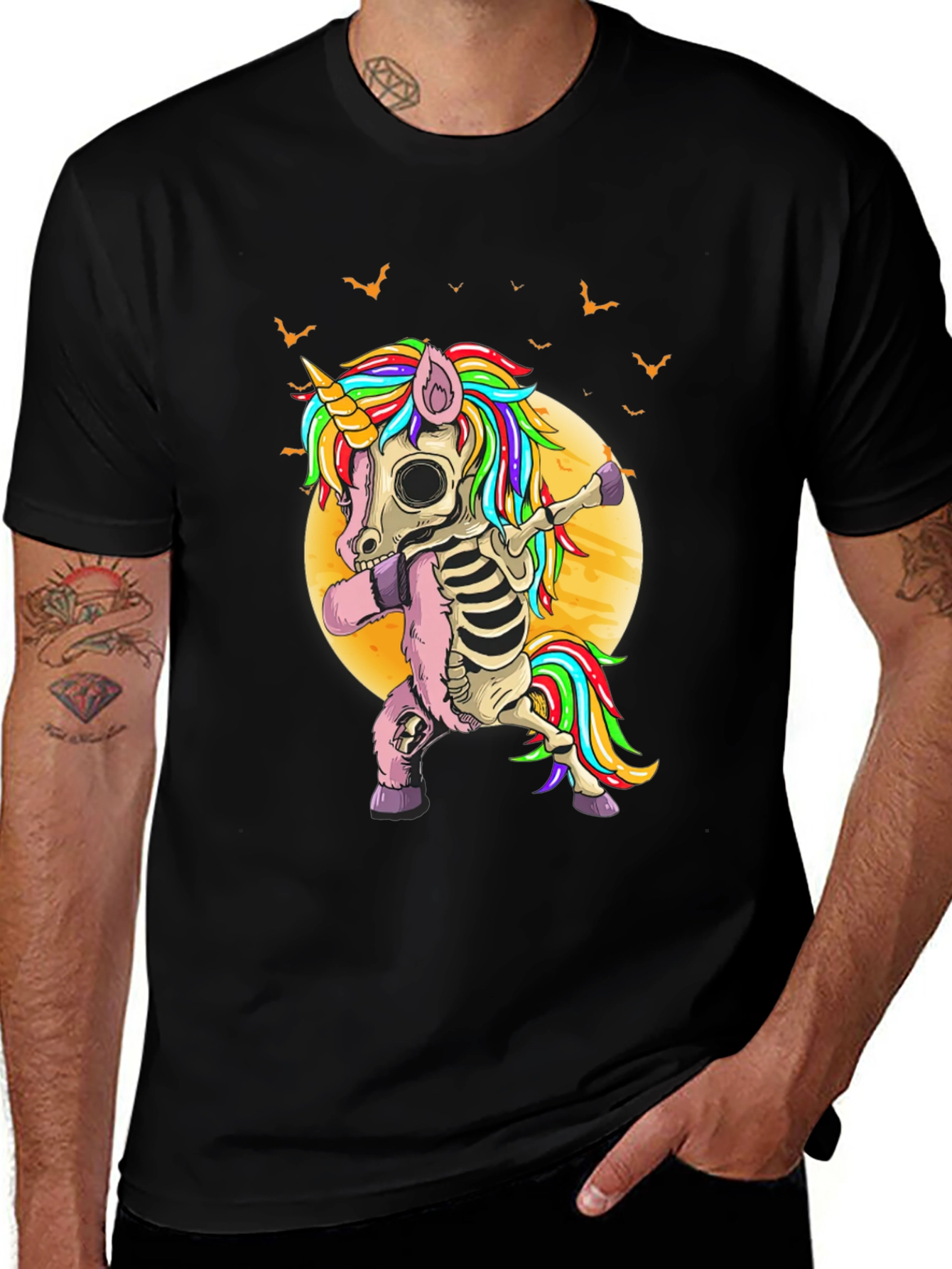 Halloween Skeleton Unicorn Dabbing T-Shirt