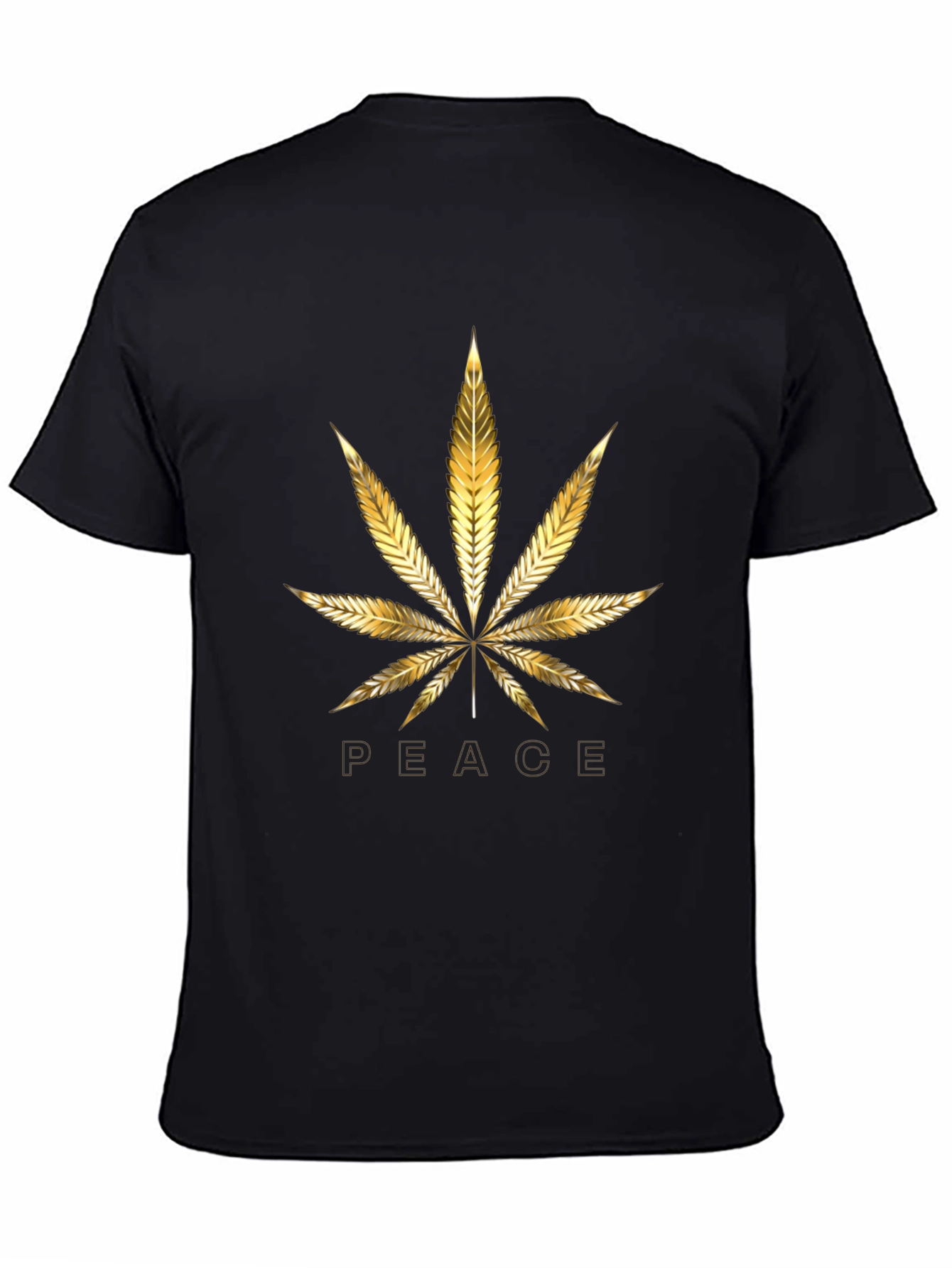 Golden Peace Leaf Graphic Tee - Stylish Black T-Shirt