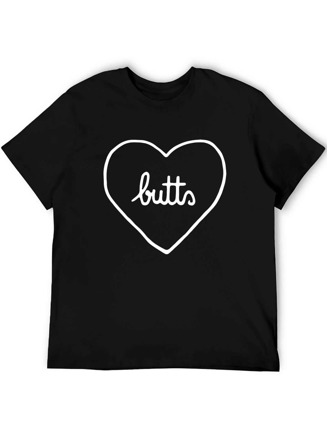 Funny Butts Heart Graphic Black T-Shirt