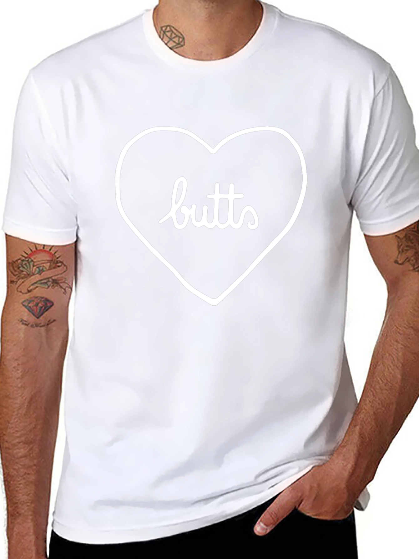 Funny Butts Heart Graphic Black T-Shirt