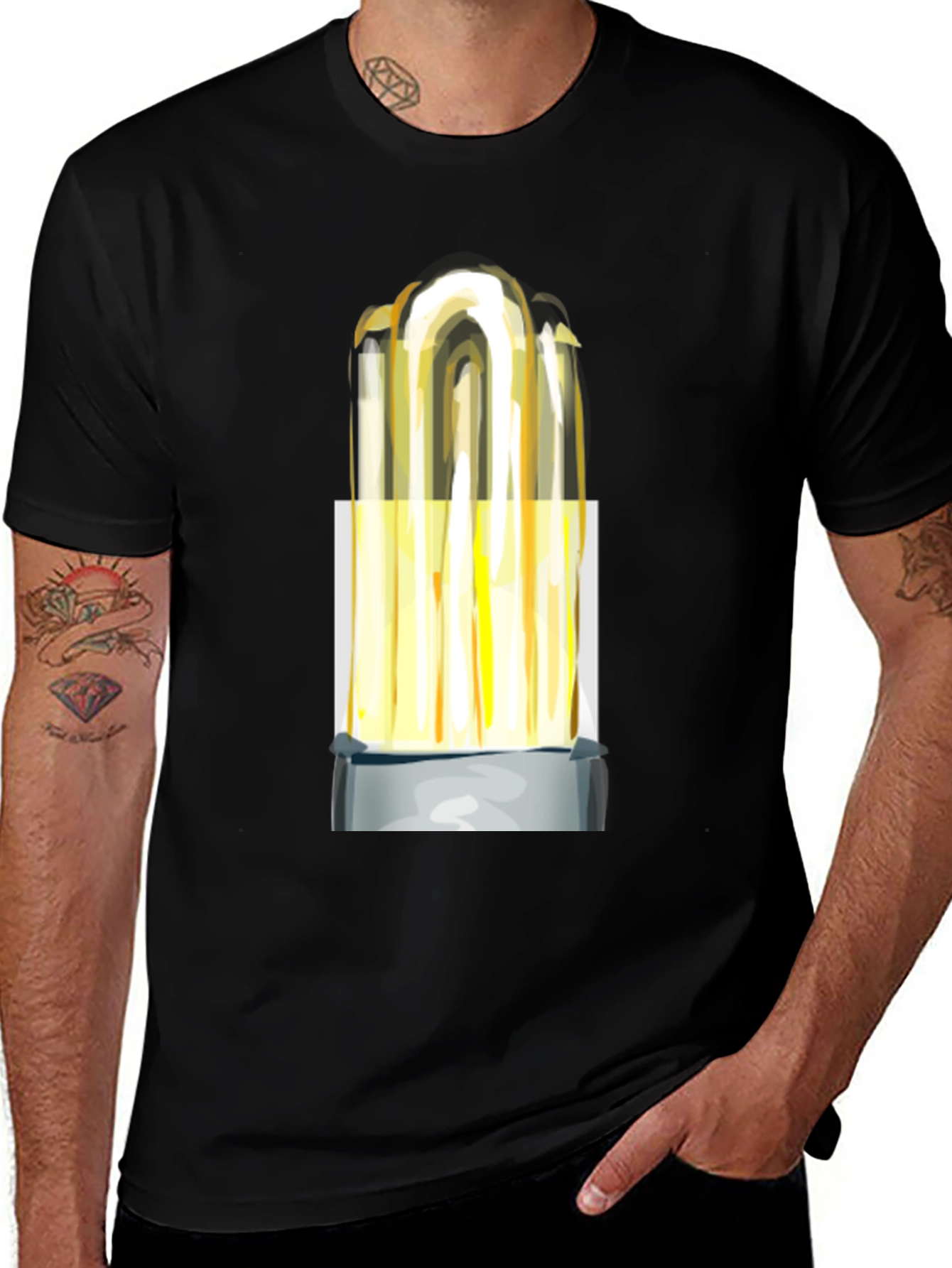Abstract Light Bulb Graphic Tee - Modern Art Shirt