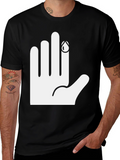 Black Graphic T-Shirt: Bloody Finger Design