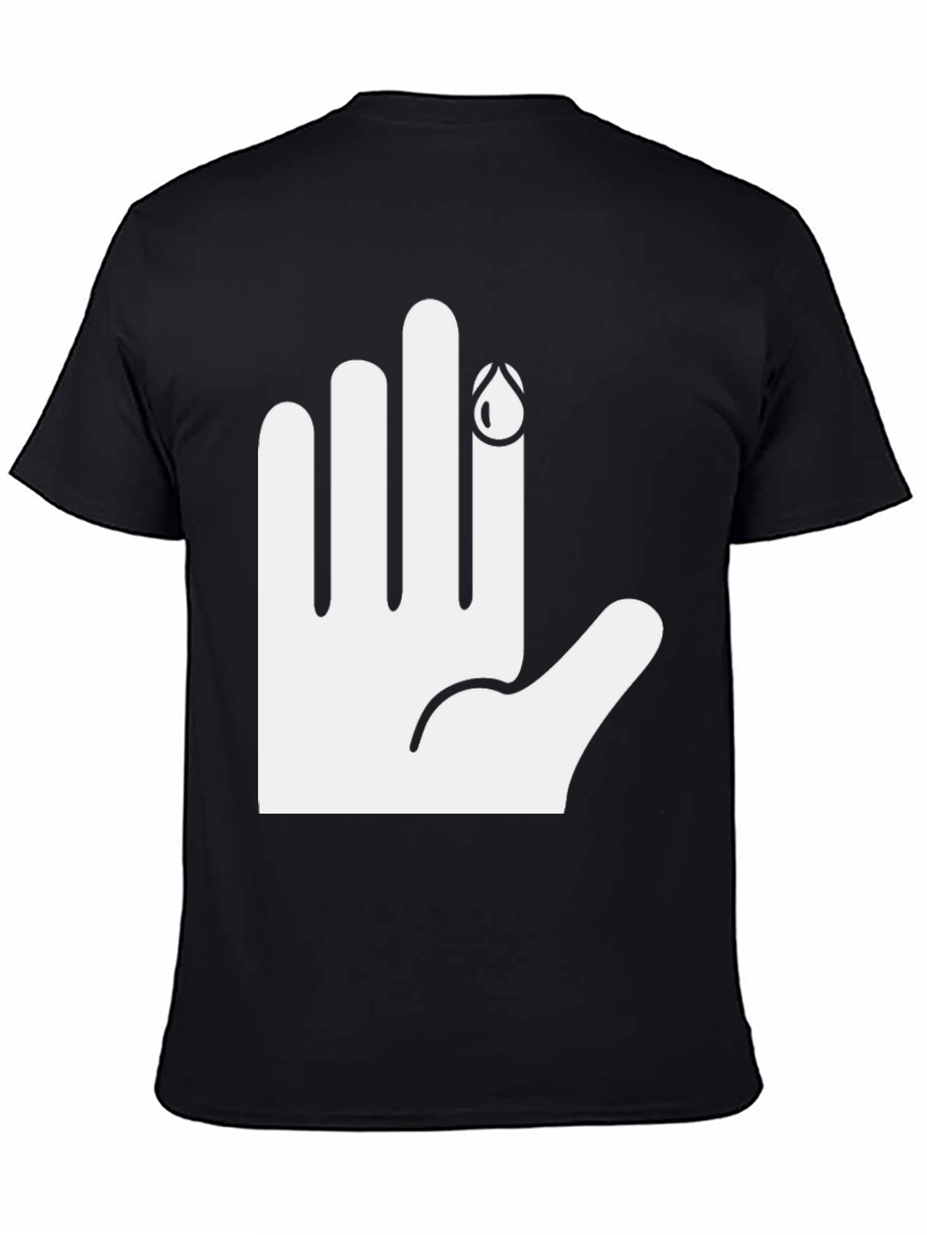 Black Graphic T-Shirt: Bloody Finger Design