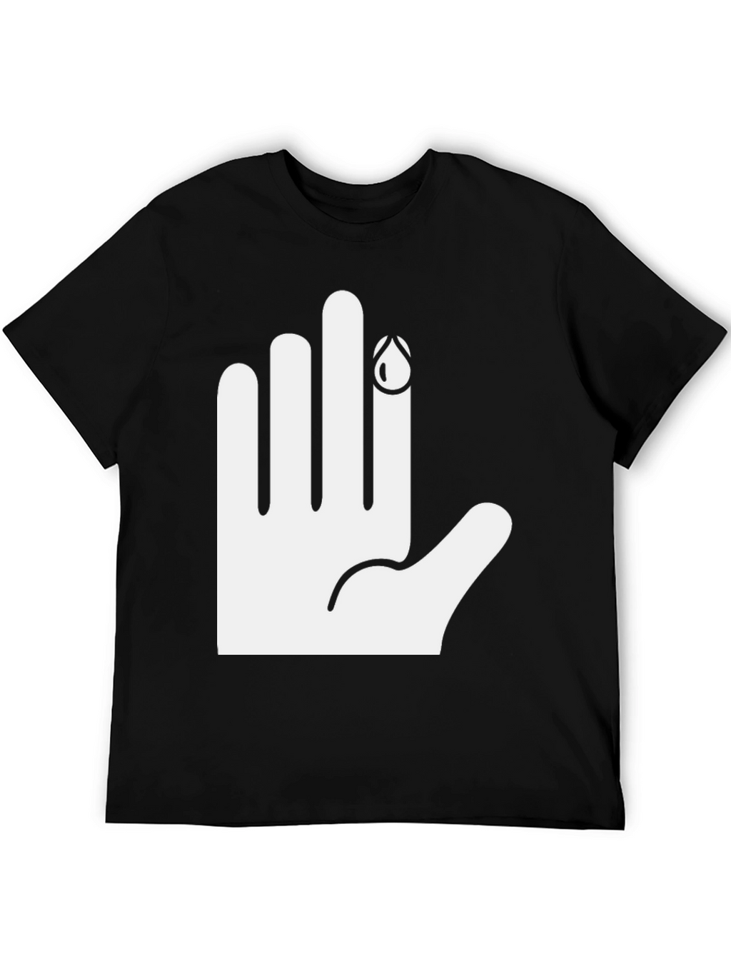Black Graphic T-Shirt: Bloody Finger Design