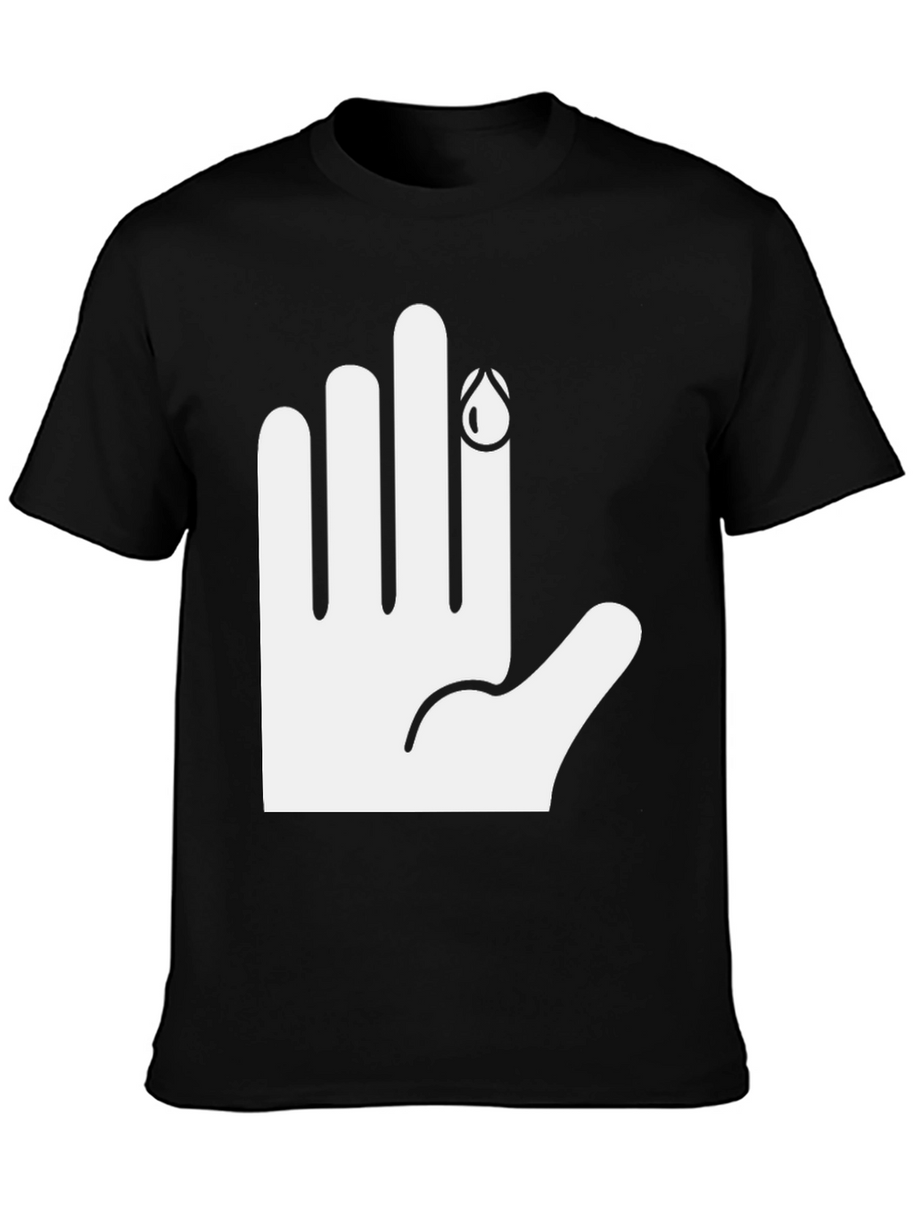 Black Graphic T-Shirt: Bloody Finger Design