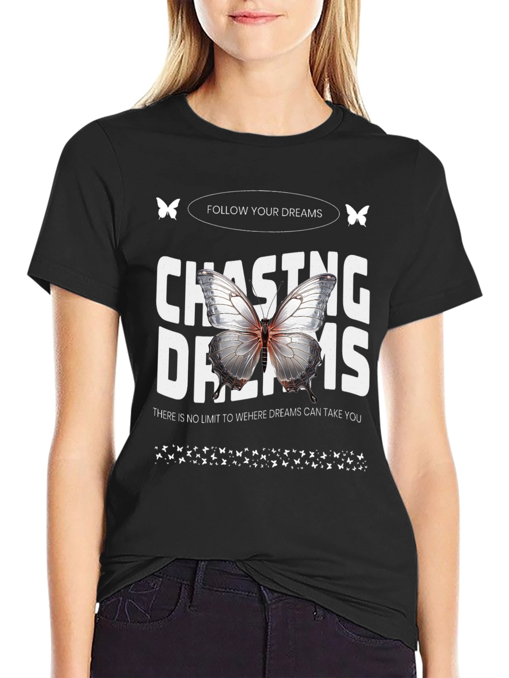 Chasing Dreams Butterfly Graphic T-Shirt