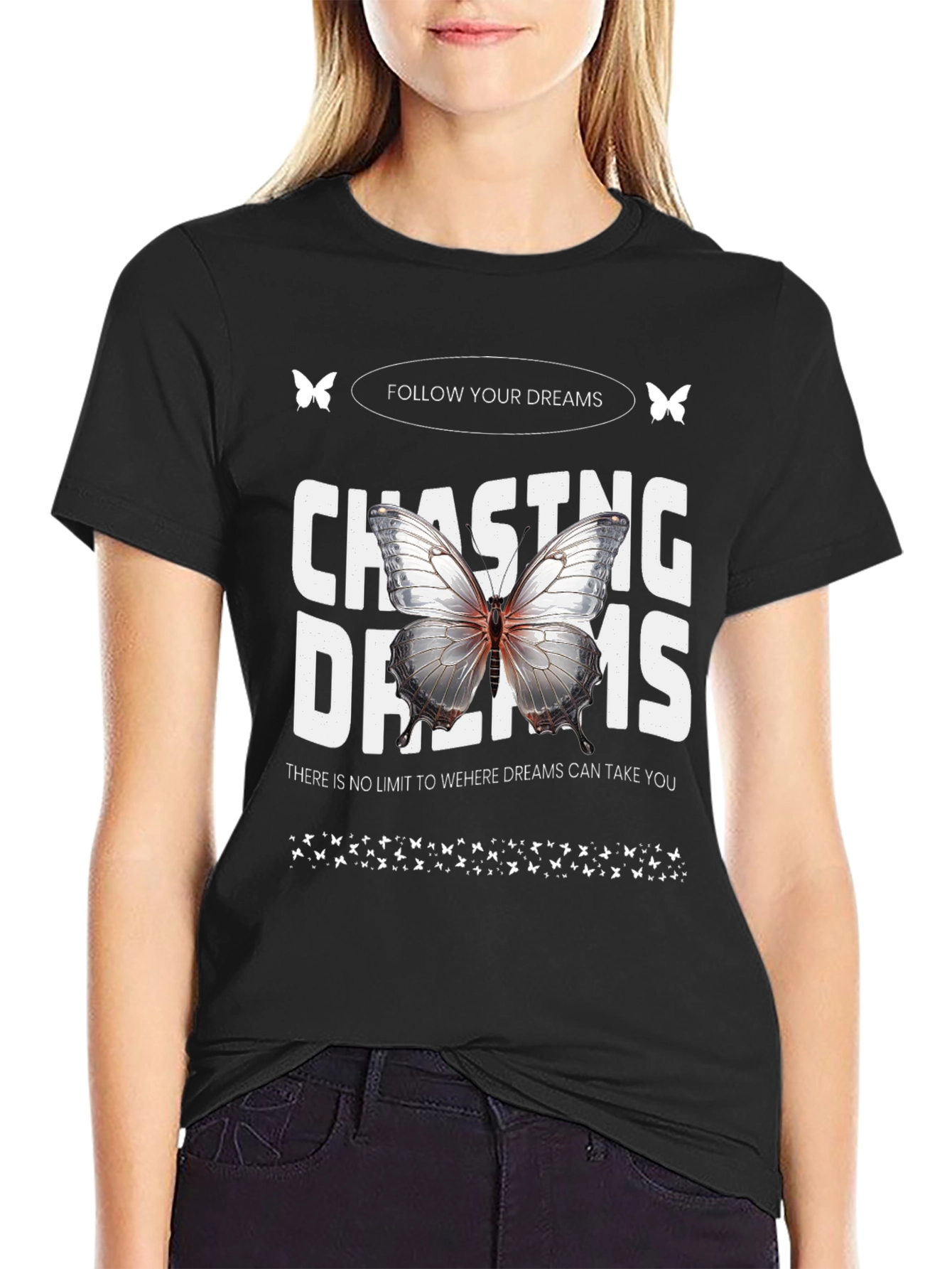 Chasing Dreams Butterfly Graphic T-Shirt