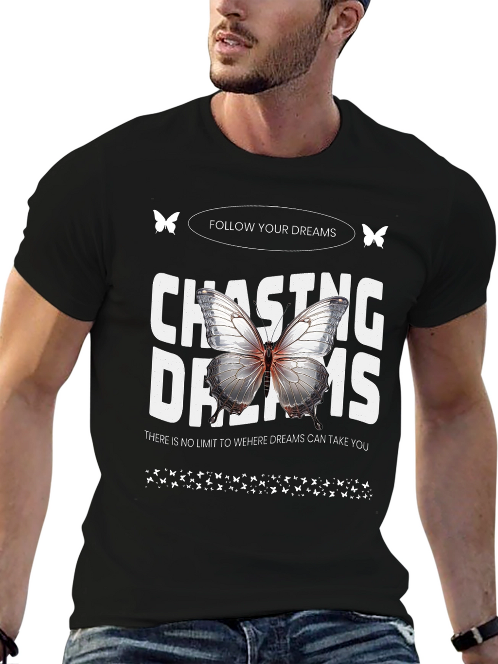 Chasing Dreams Butterfly Graphic T-Shirt