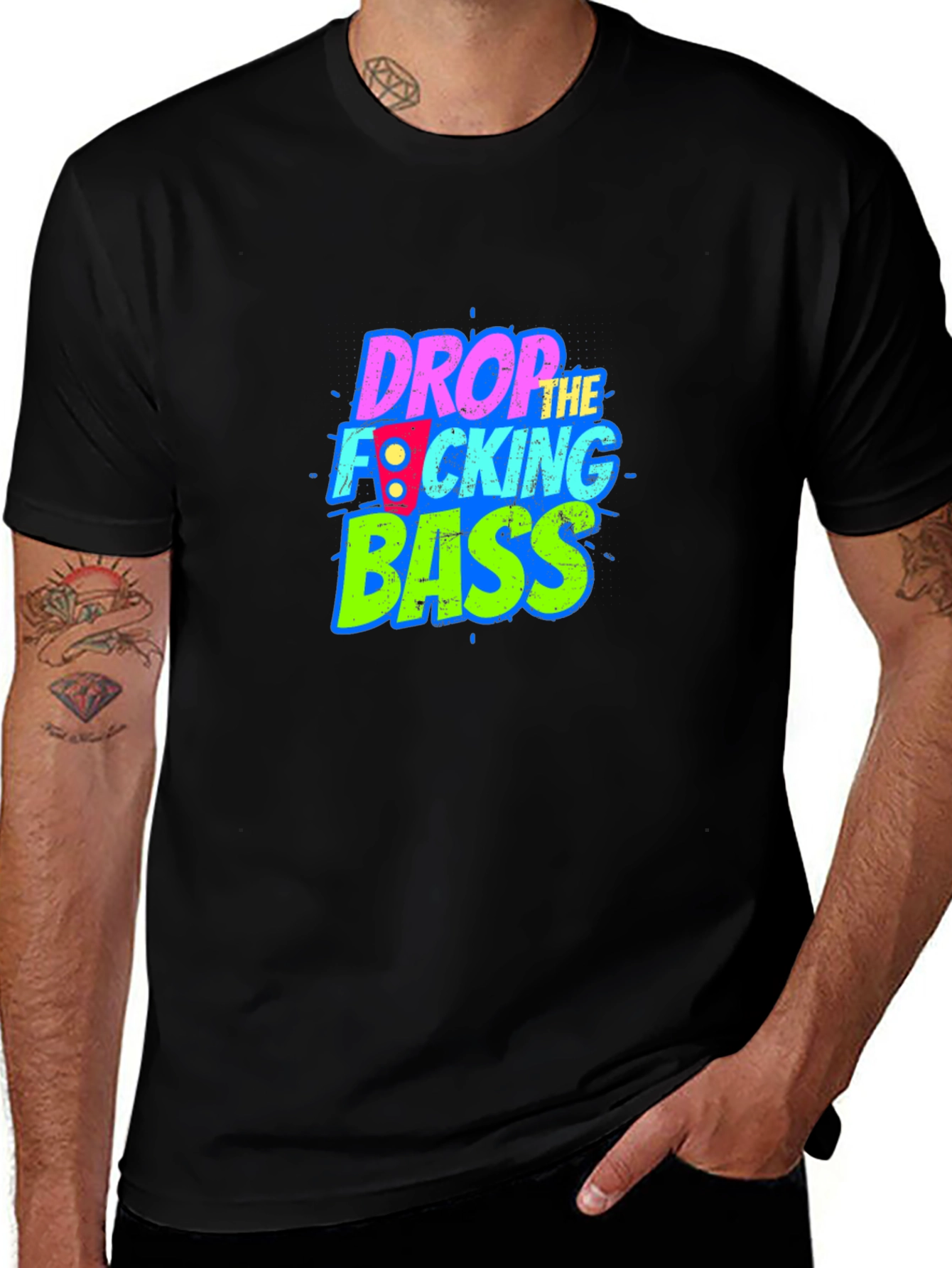Drop the Bass Graphic Tee - Black Cotton Comfort