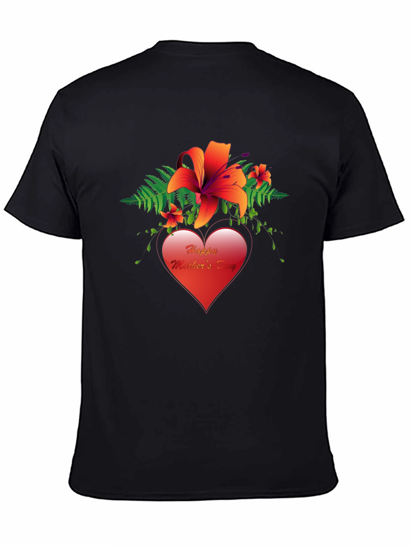Happy Mothers Day T-Shirt with Floral Heart Design