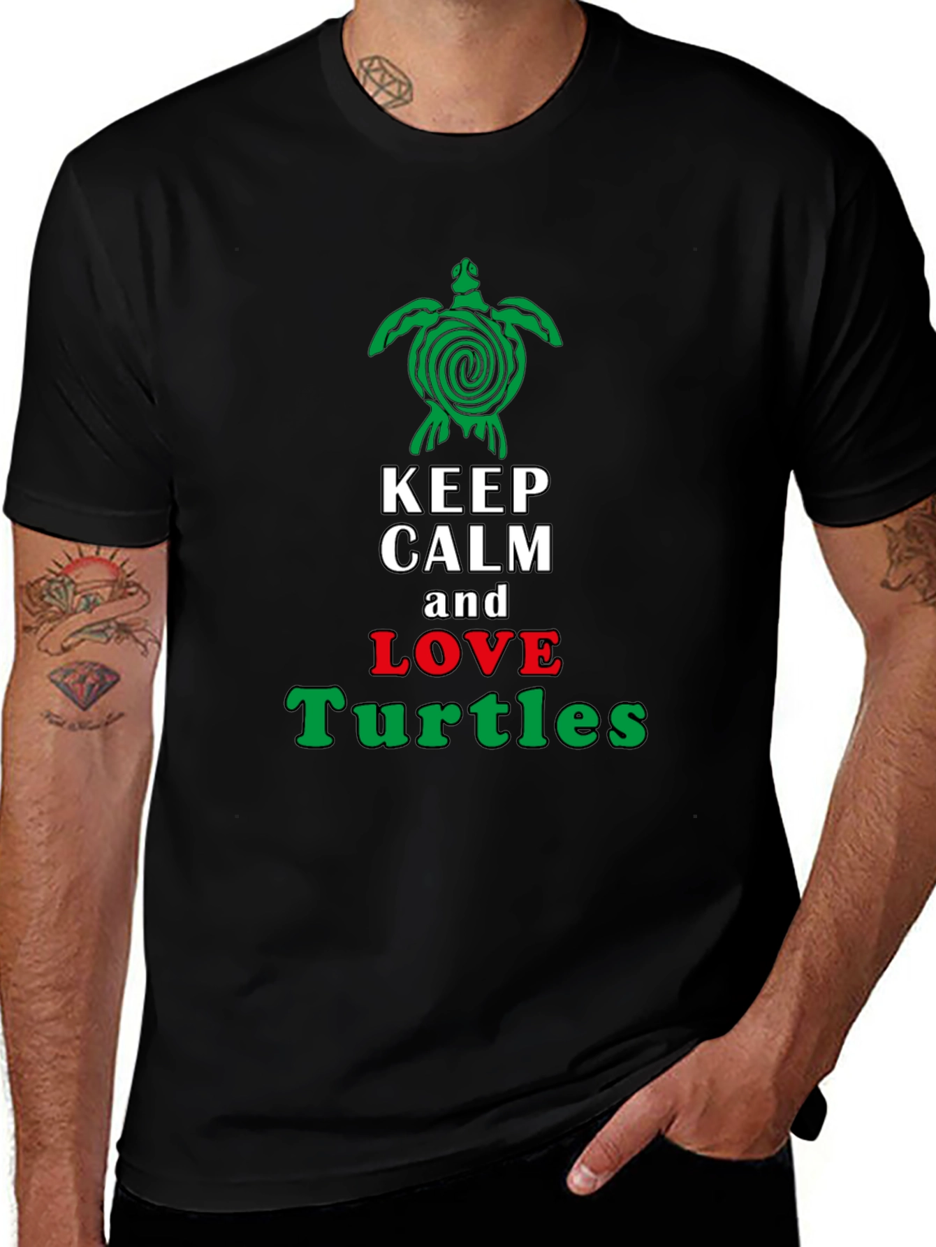 Keep Calm & Love Turtles T-Shirt - Unique Turtle Graphic Tee