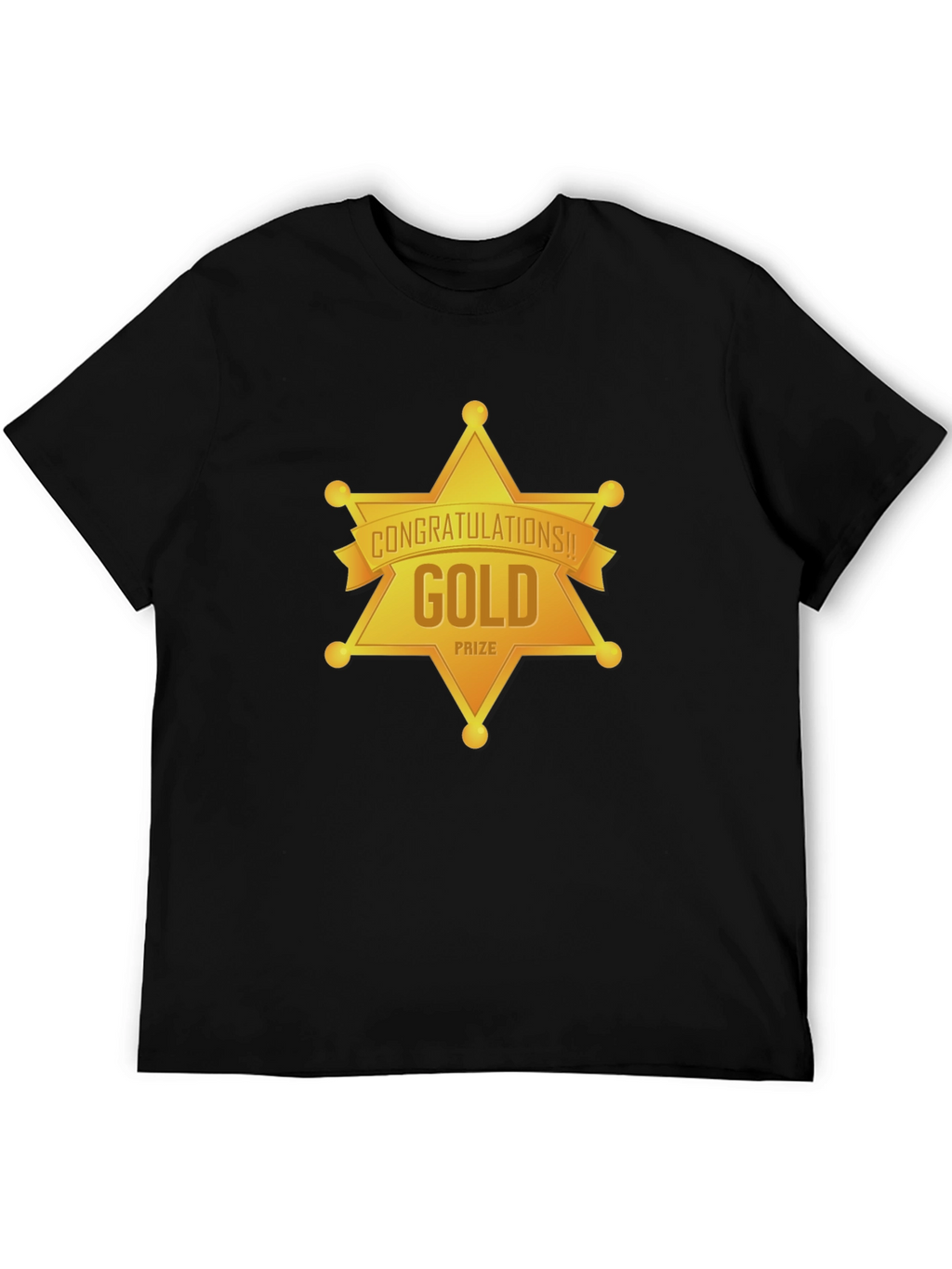 Gold Prize Star Graphic Black T-Shirt