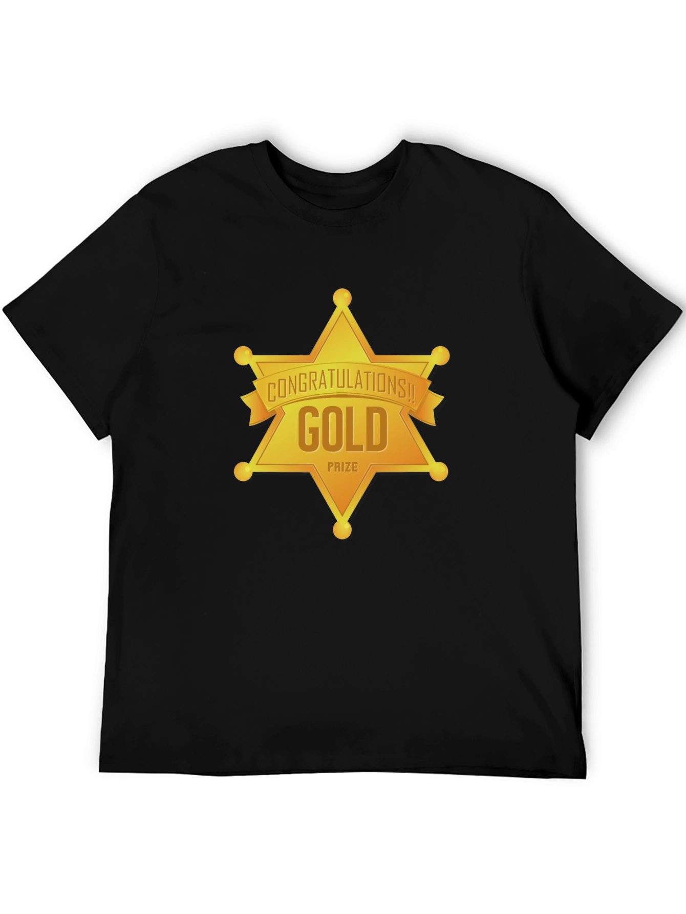Gold Prize Star Graphic Black T-Shirt