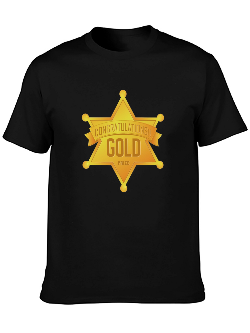 Gold Prize Star Graphic Black T-Shirt