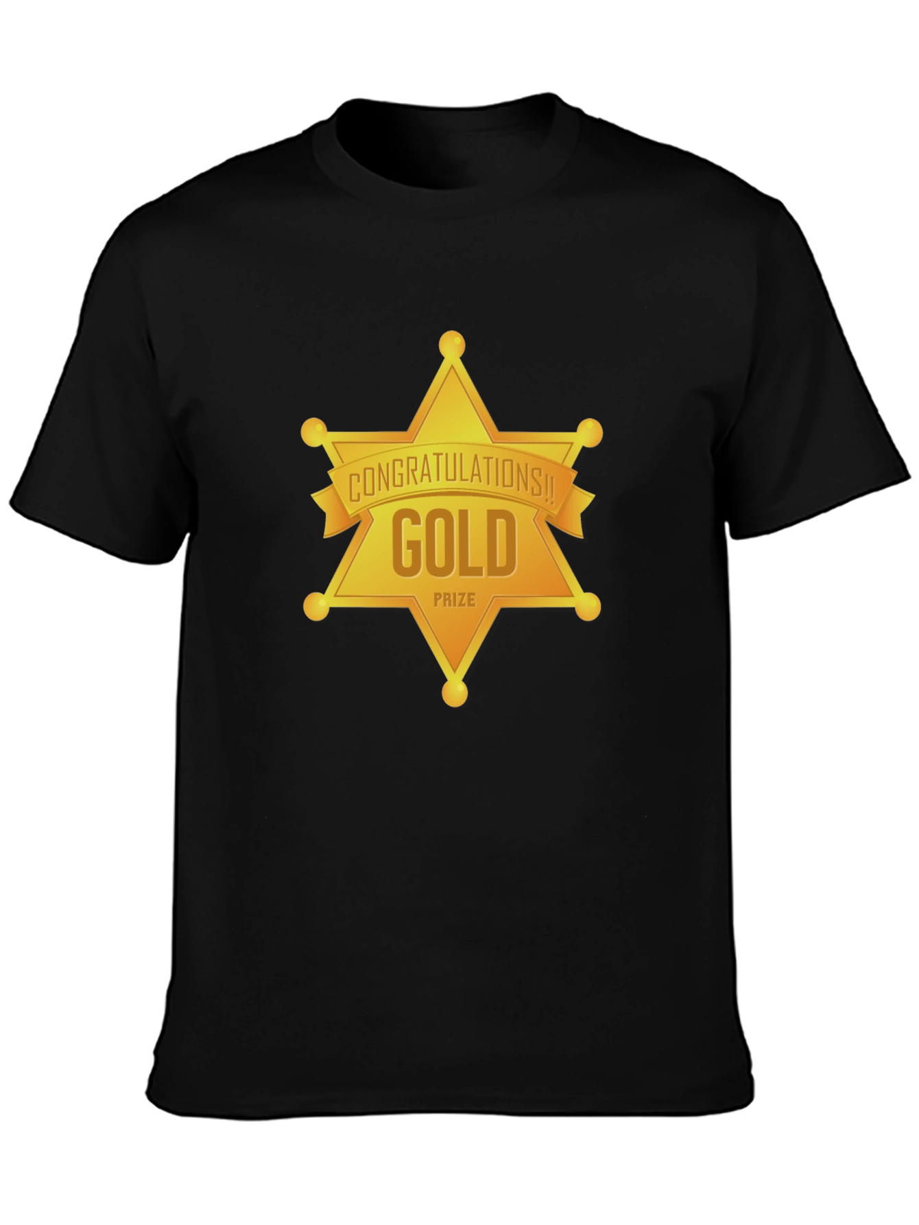 Gold Prize Star Graphic Black T-Shirt