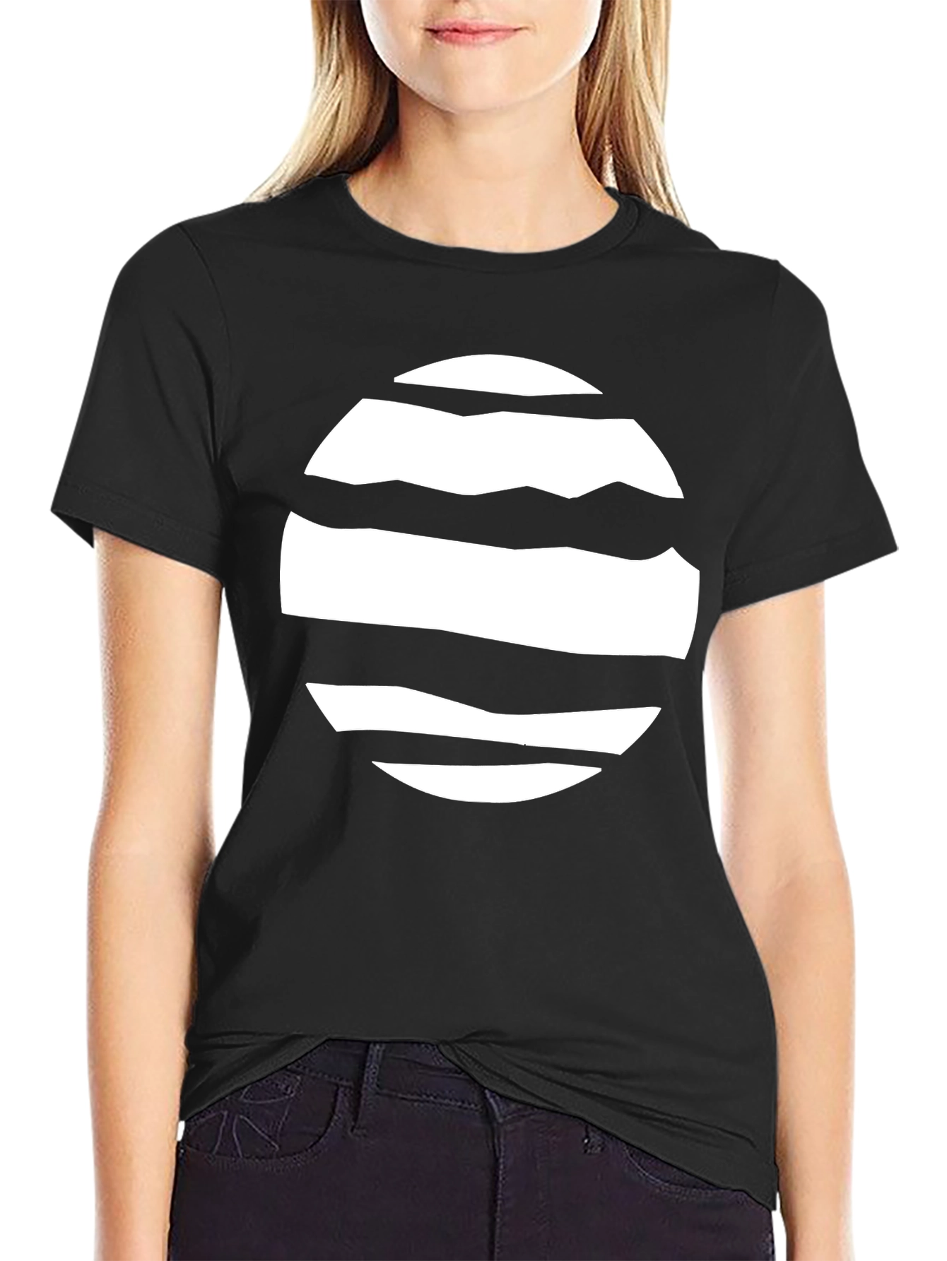 Abstract Sun Graphic Tee - Modern Black T-Shirt