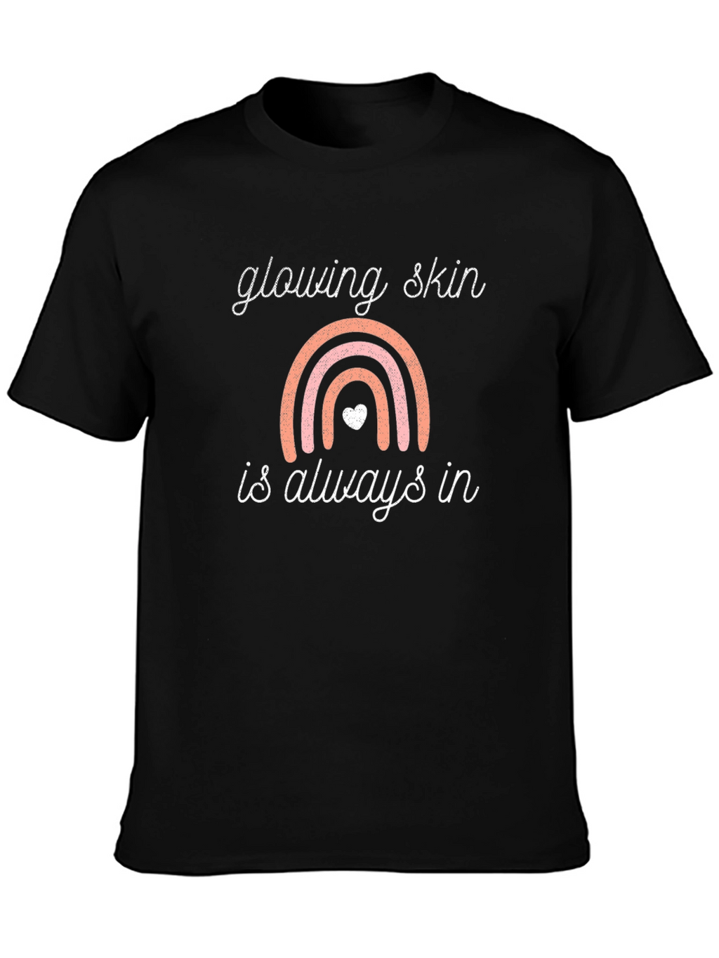 Glowing Skin T-Shirt: Rainbow Design Black Tee