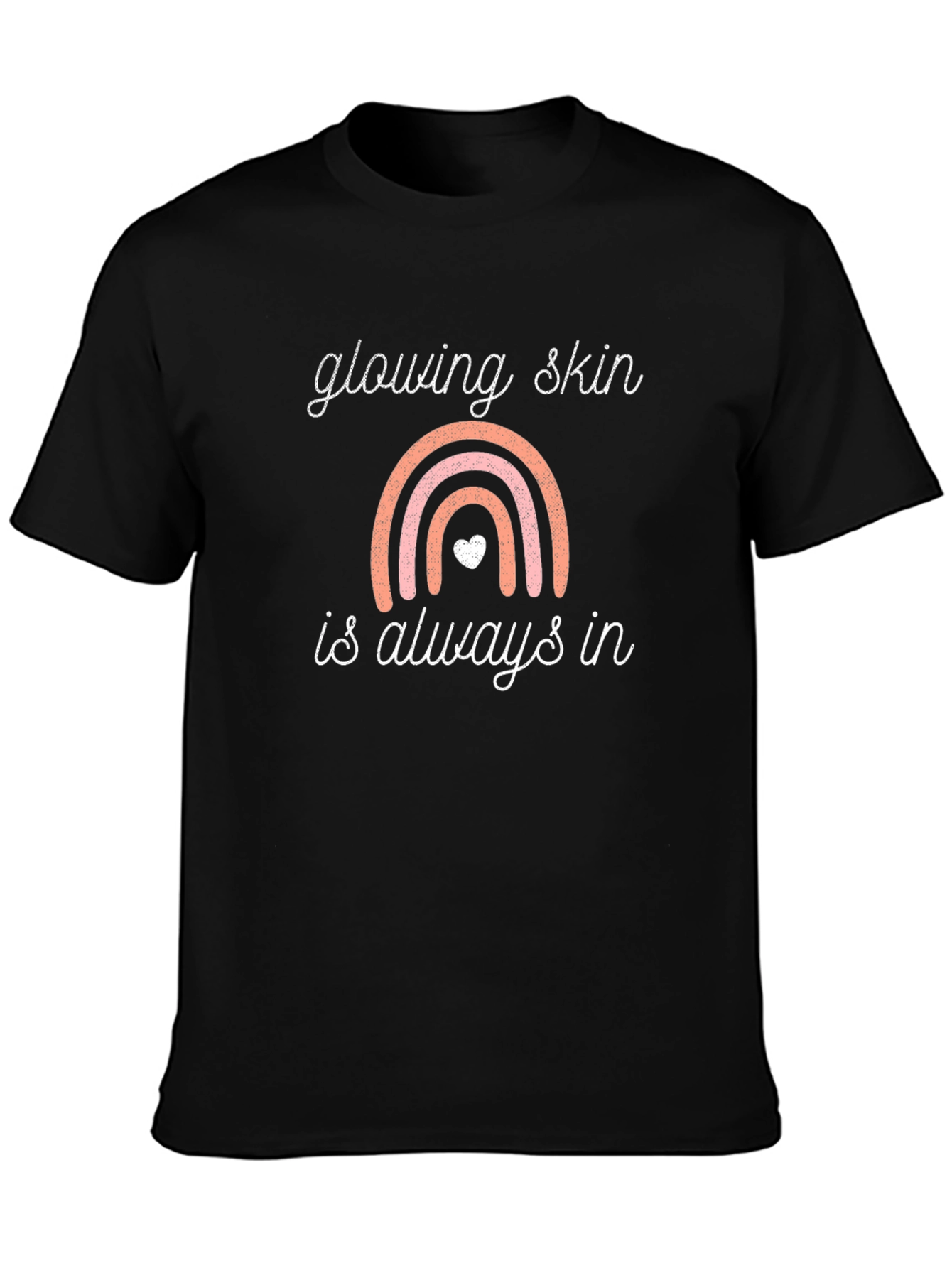 Glowing Skin T-Shirt: Rainbow Design Black Tee