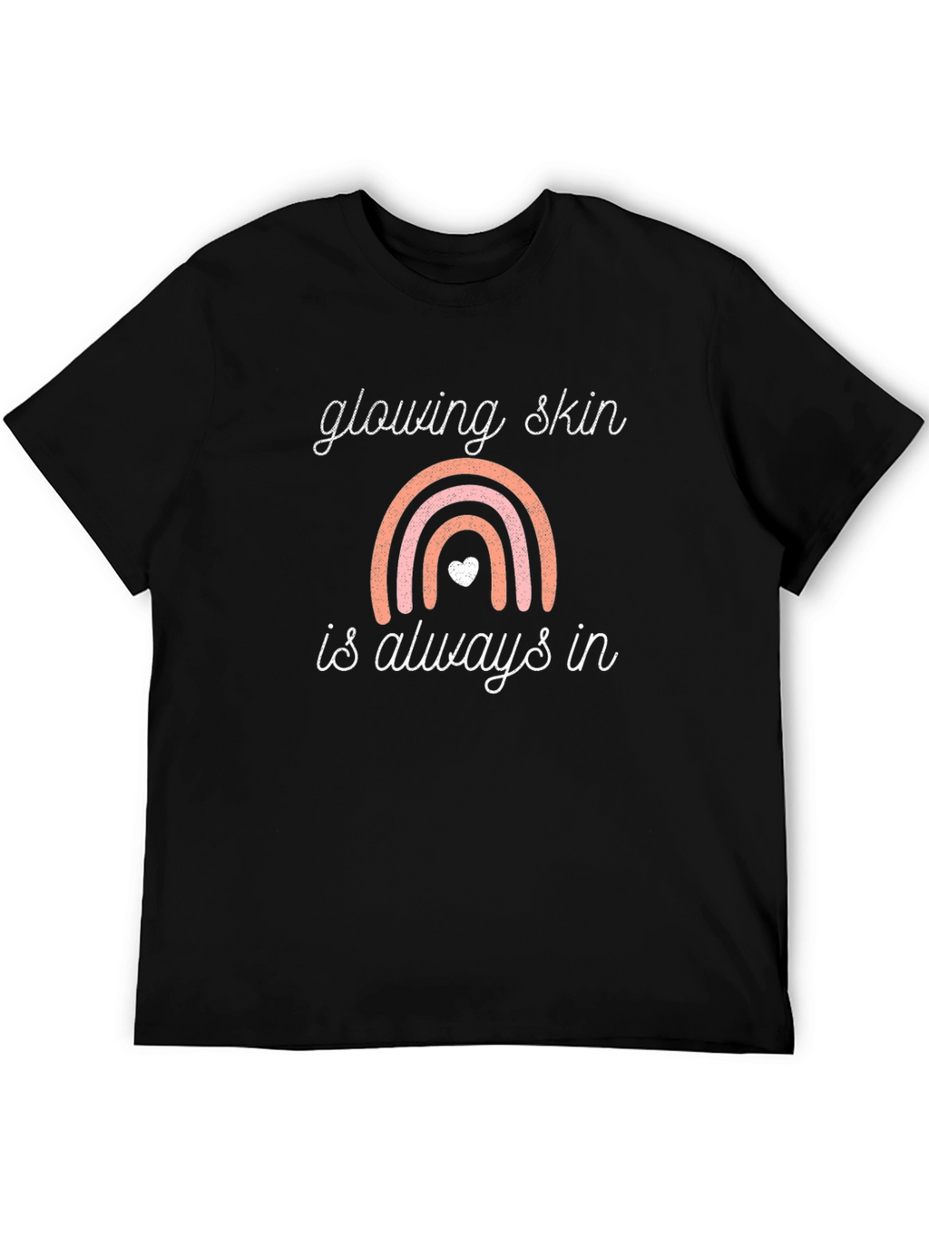 Glowing Skin T-Shirt: Rainbow Design Black Tee