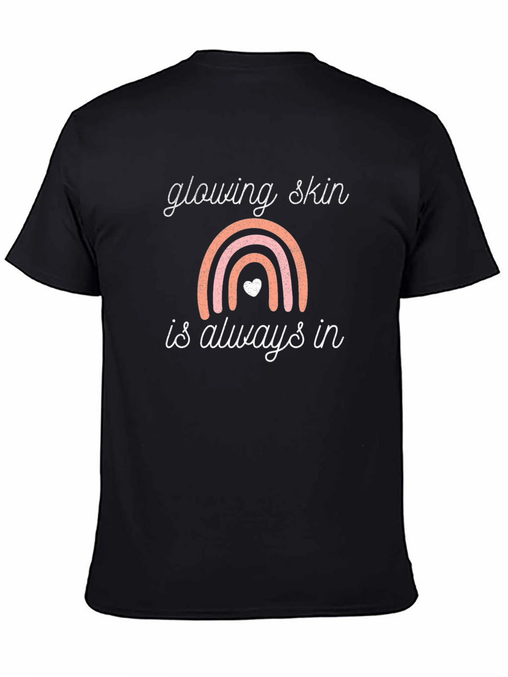 Glowing Skin T-Shirt: Rainbow Design Black Tee