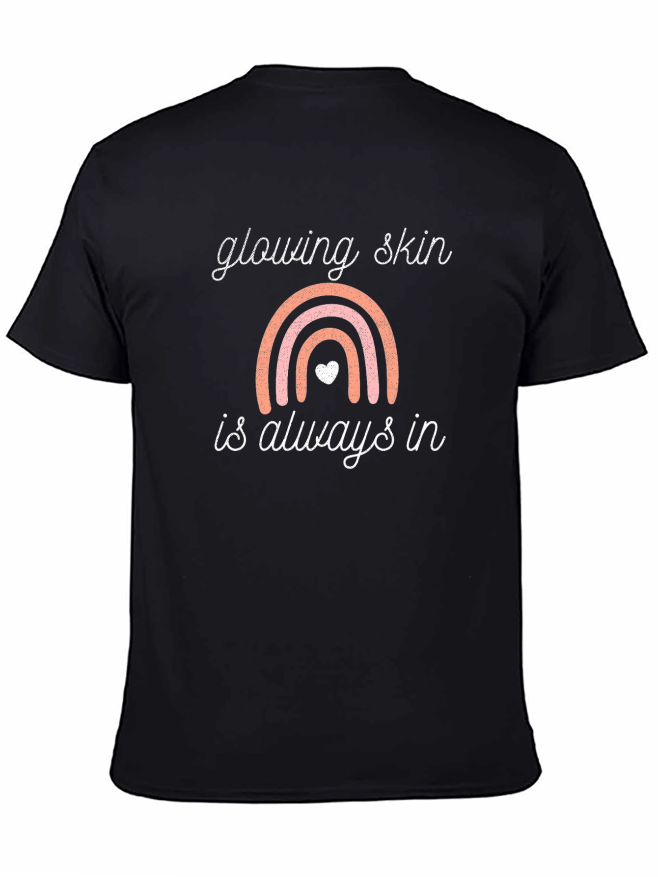 Glowing Skin T-Shirt: Rainbow Design Black Tee
