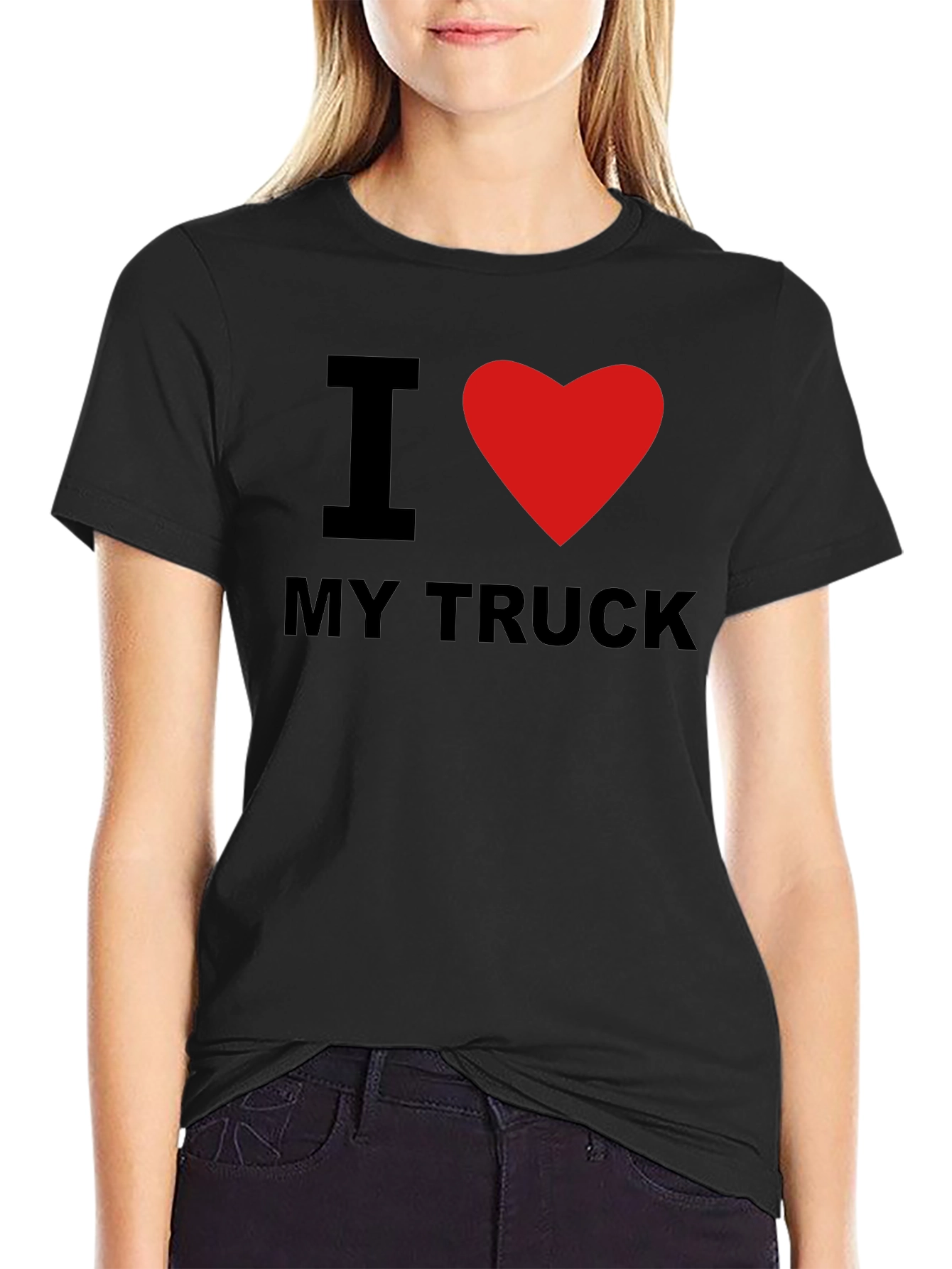 I Love My Truck Graphic Tee - Black Cotton T-Shirt